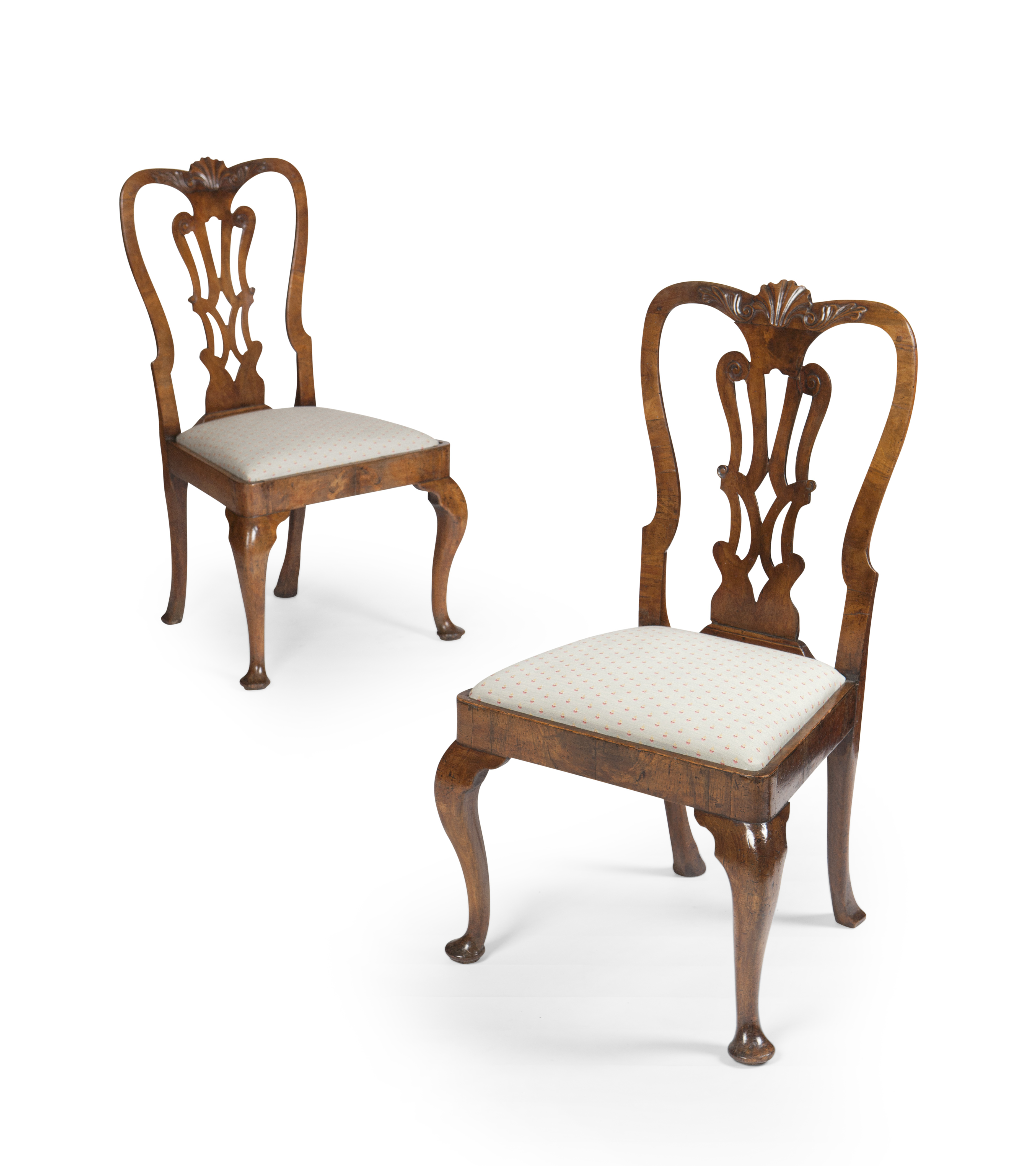 PAIR OF QUEEN ANNE WALNUT SIDE CHAIRS