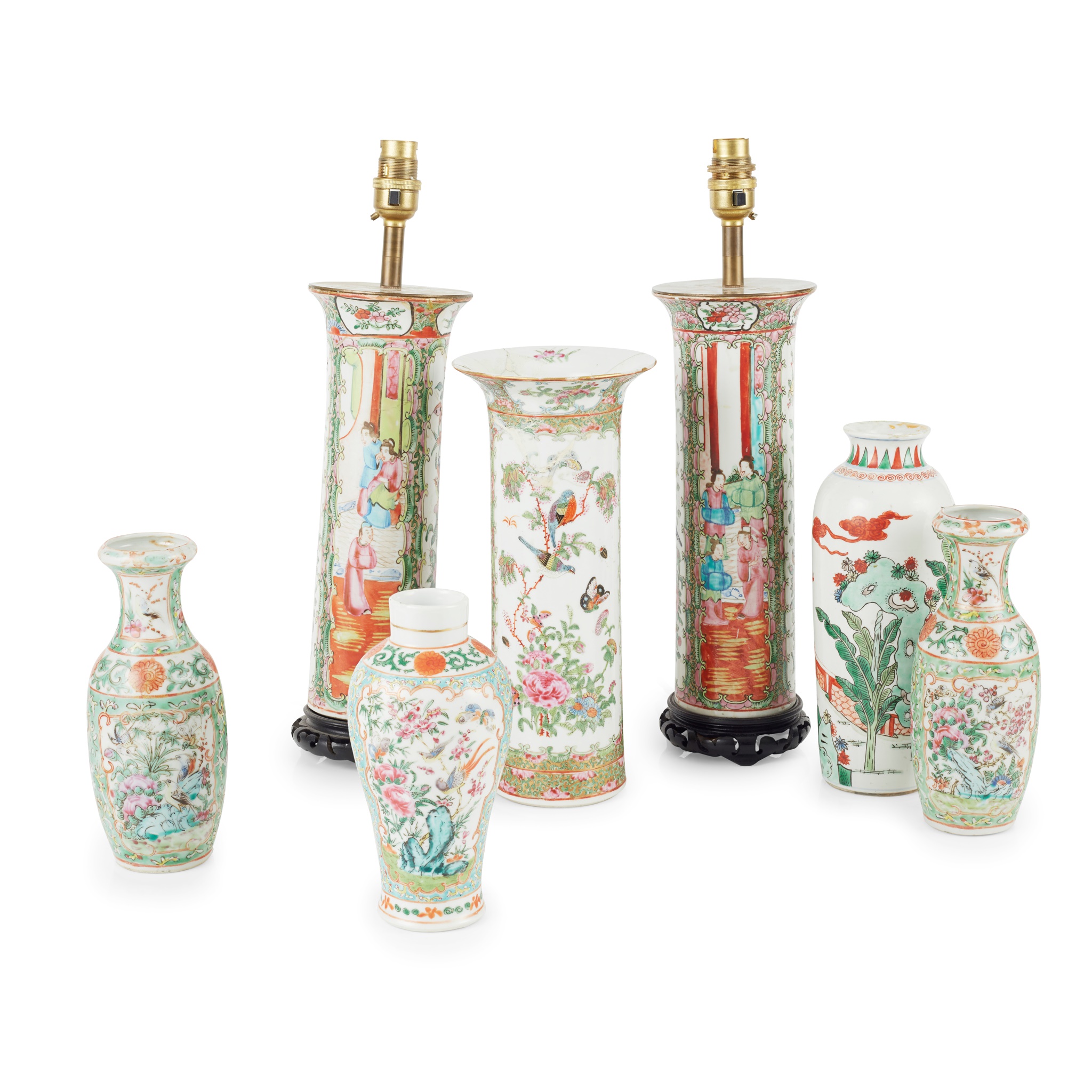 COLLECTION OF OF FAMILLE VERT VASES