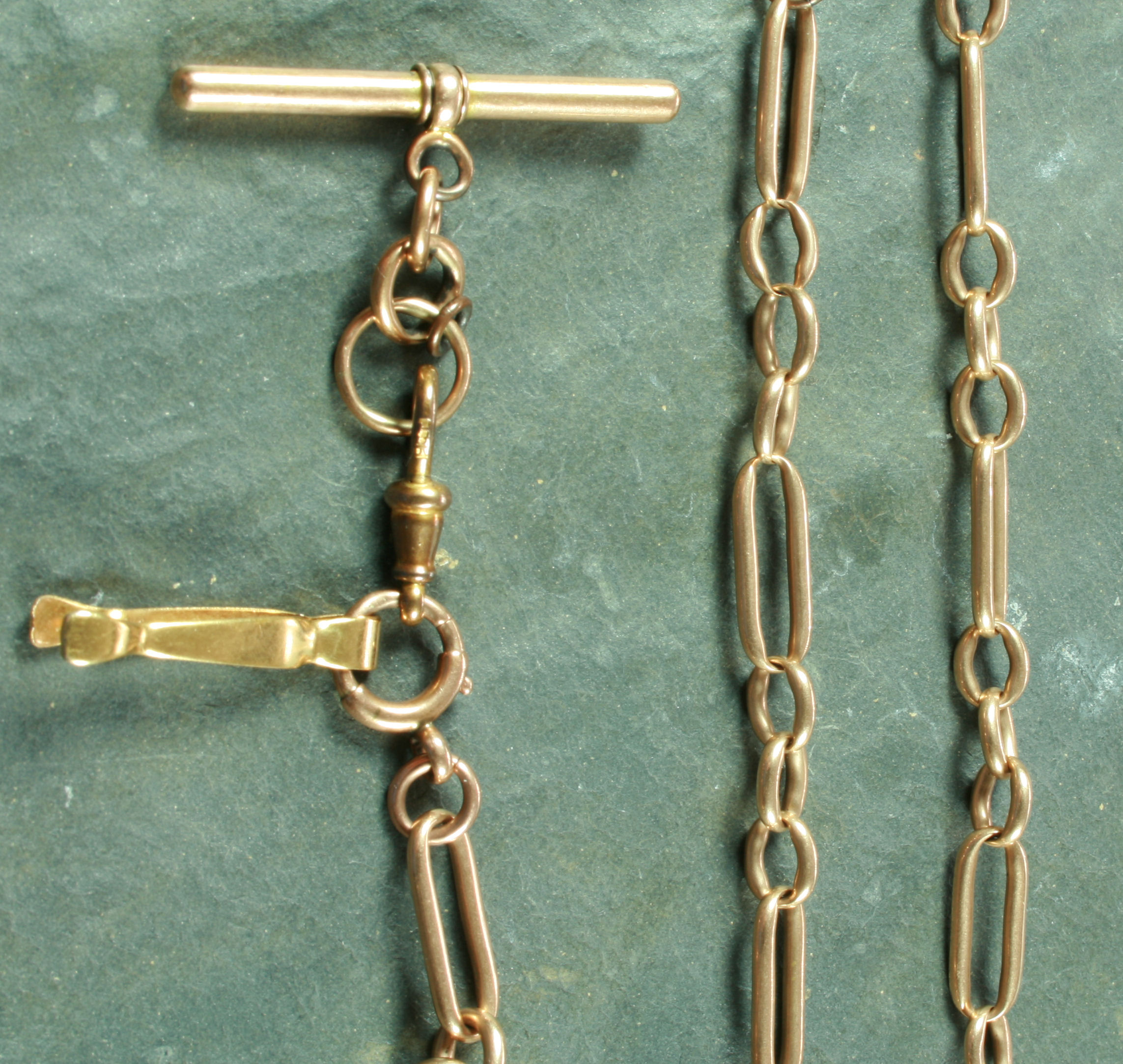 A 9ct gold Albert chain,