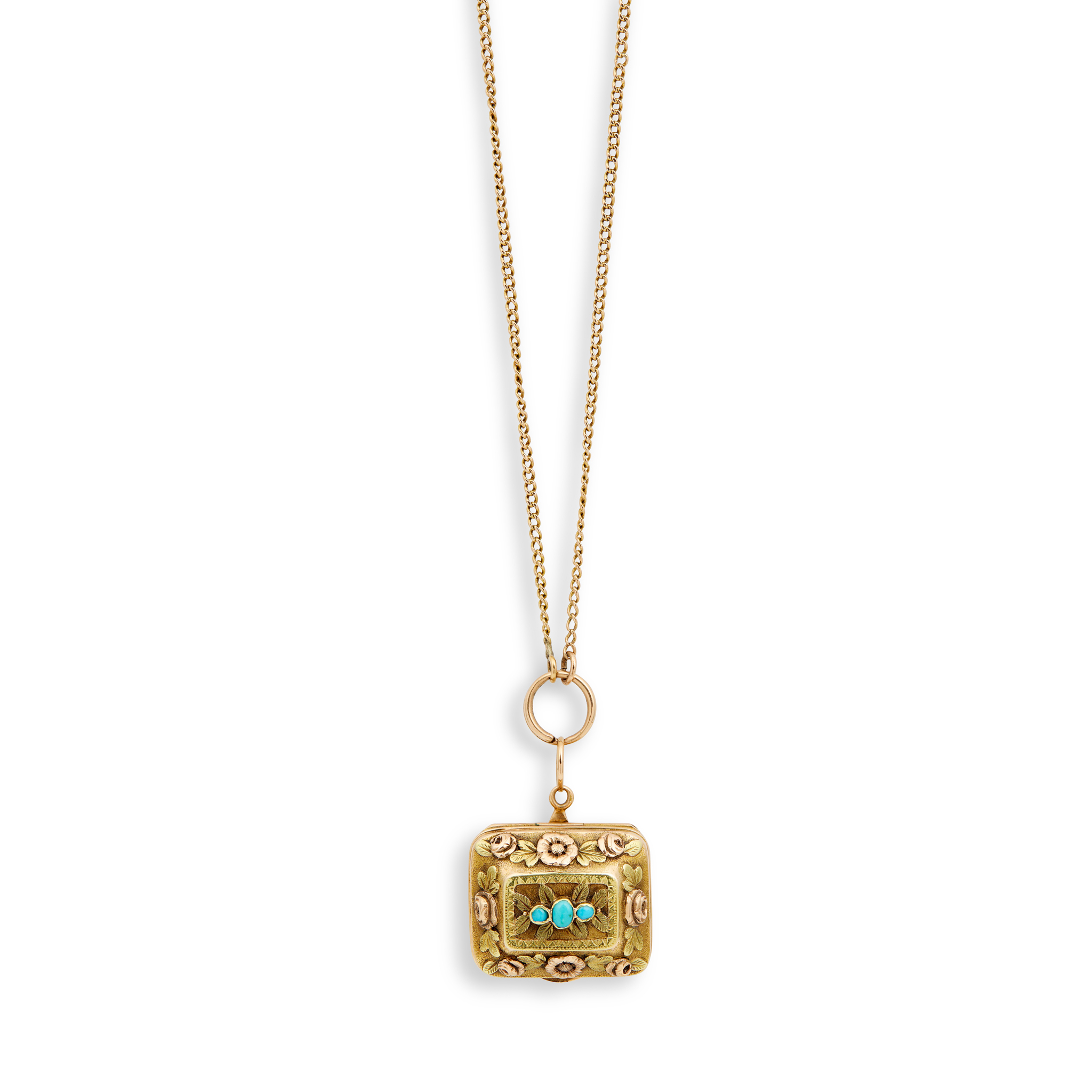 A 19TH CENTURY FRENCH GOLD PENDANT VINAIGRETTE