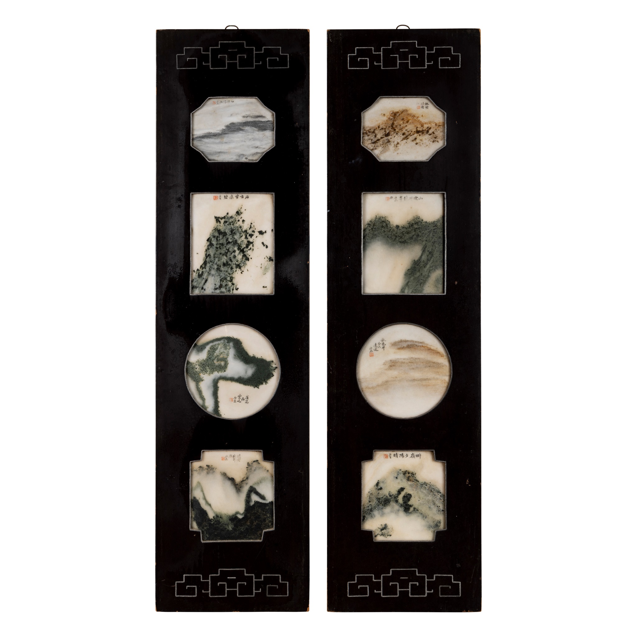 PAIR OF 'DREAMSTONE' MARBLE INSET PANELS