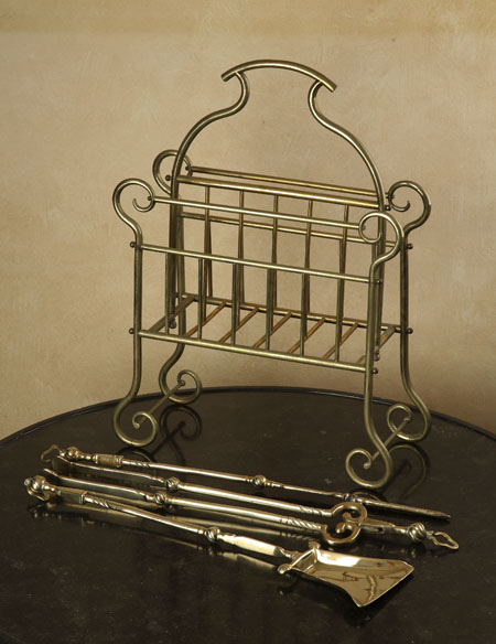 A brass magazine rack