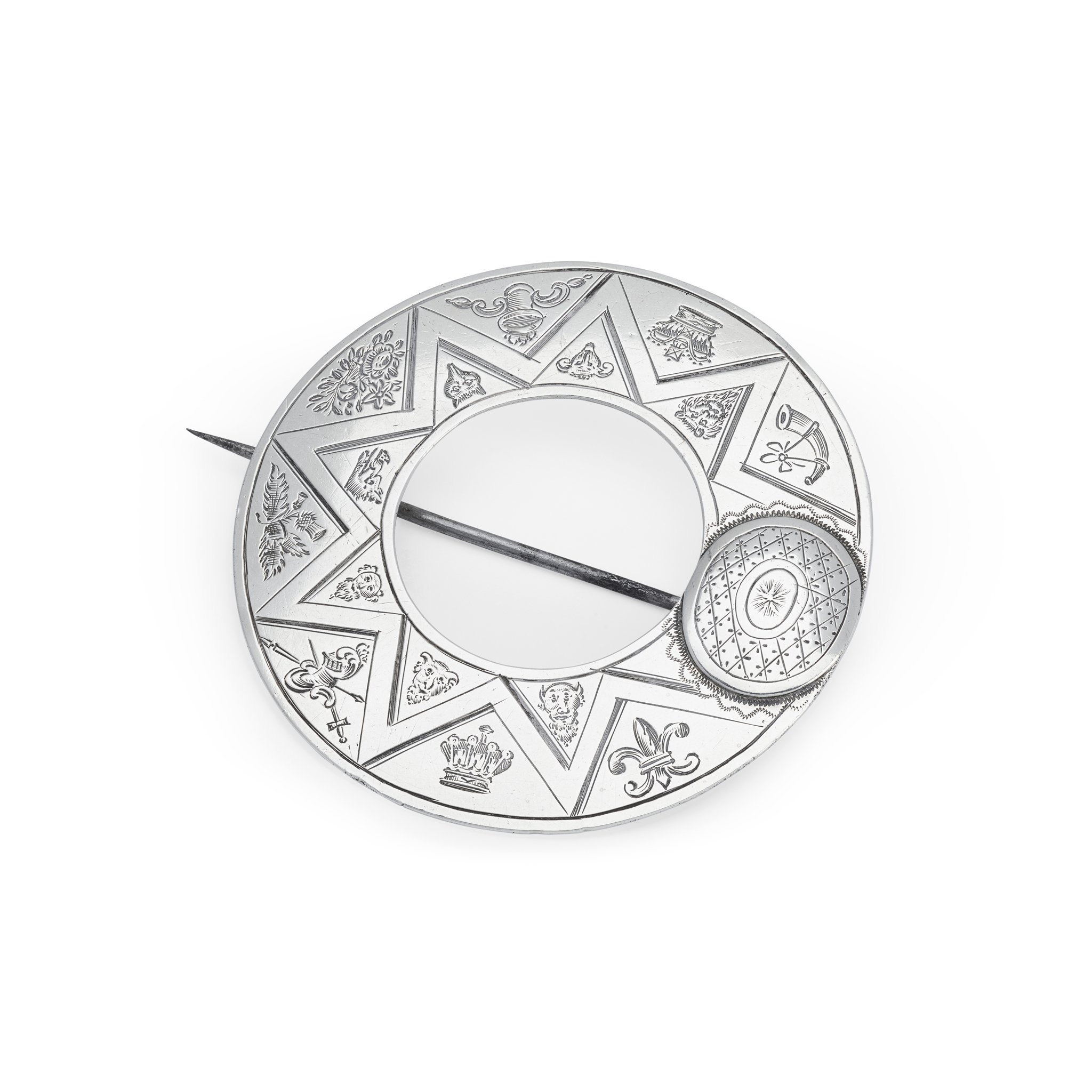 AN EARLY VICTORIAN SILVER PLAID BROOCH
