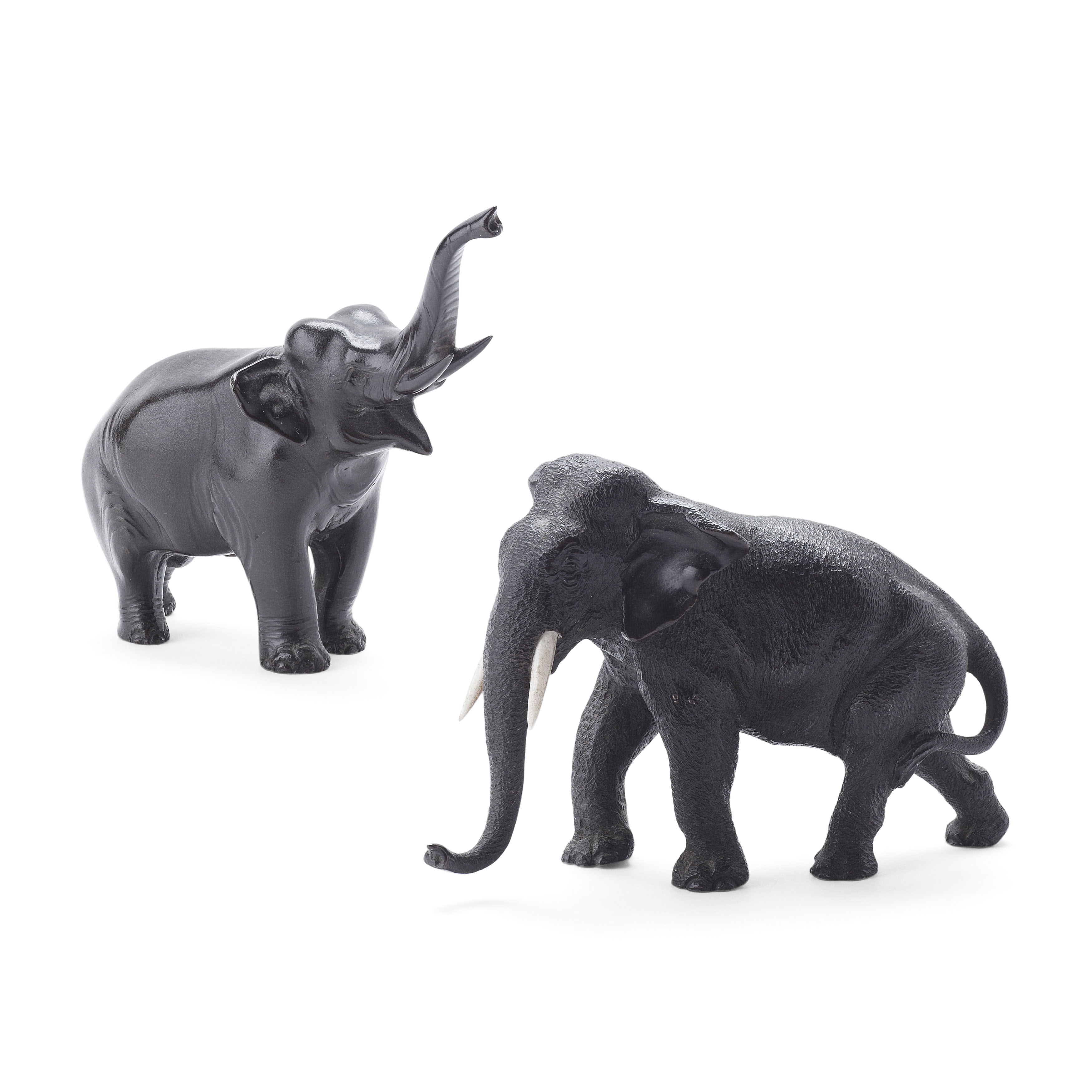 TWO JAPANESE BRONZE FIGURES OF ELEPHANTS