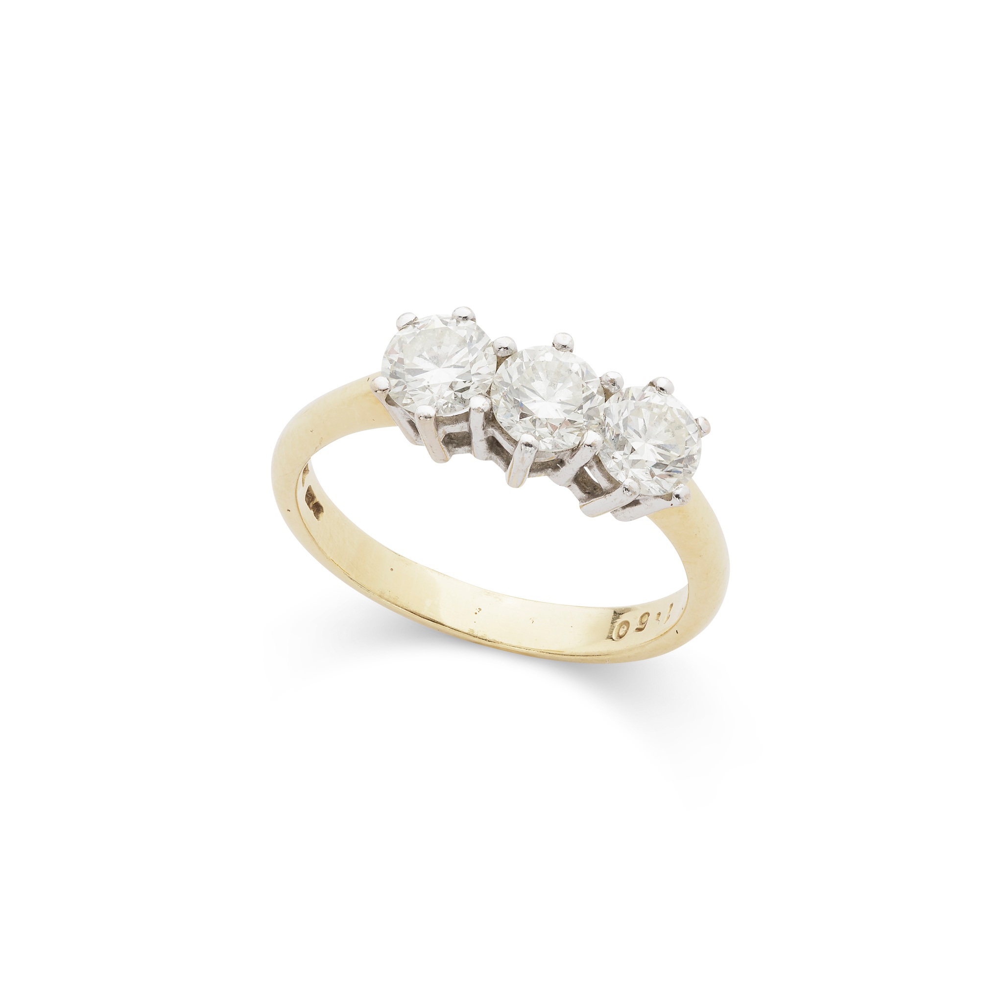 A diamond three-stone ring