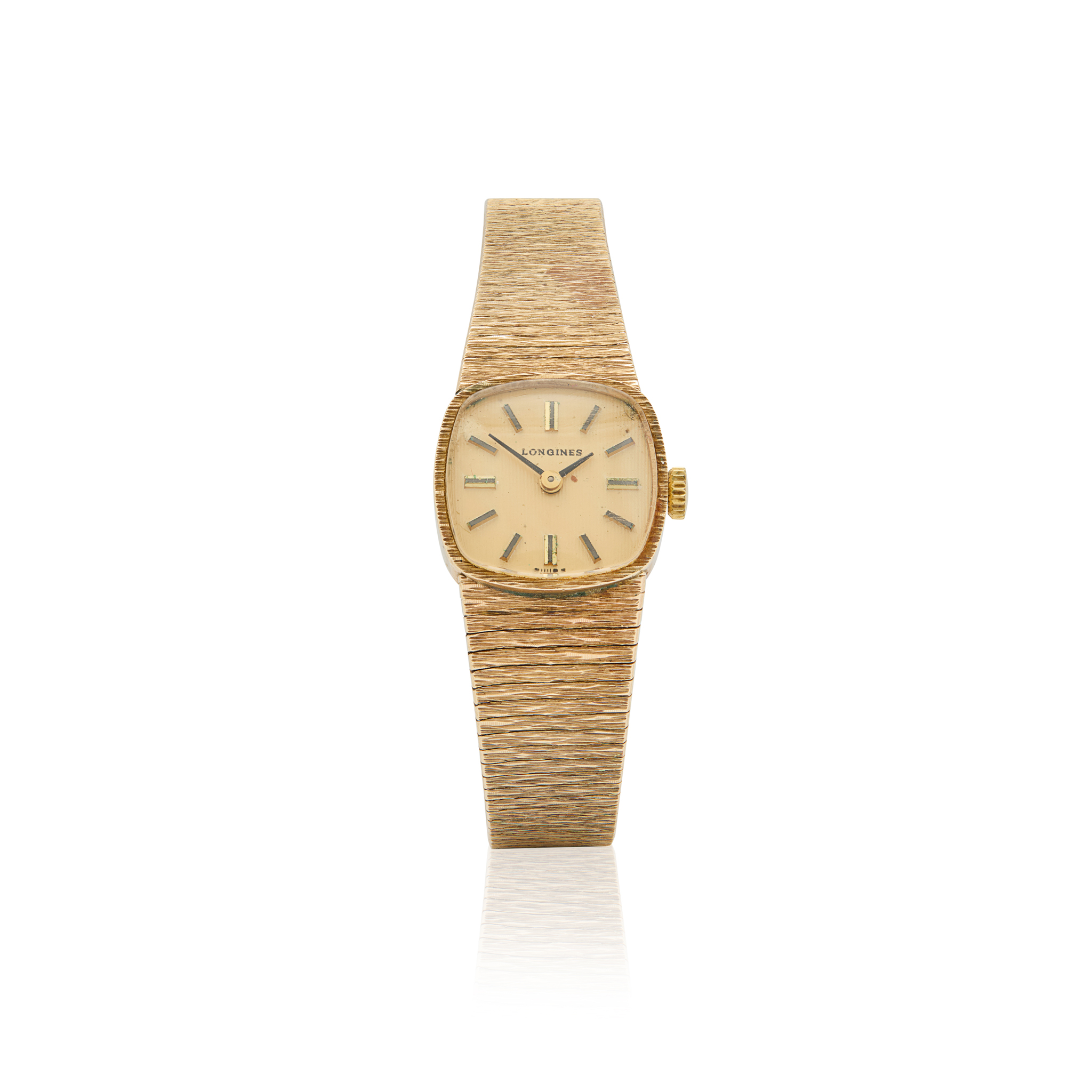 Longines. A Ladies 9k gold mechanical bracelet watch