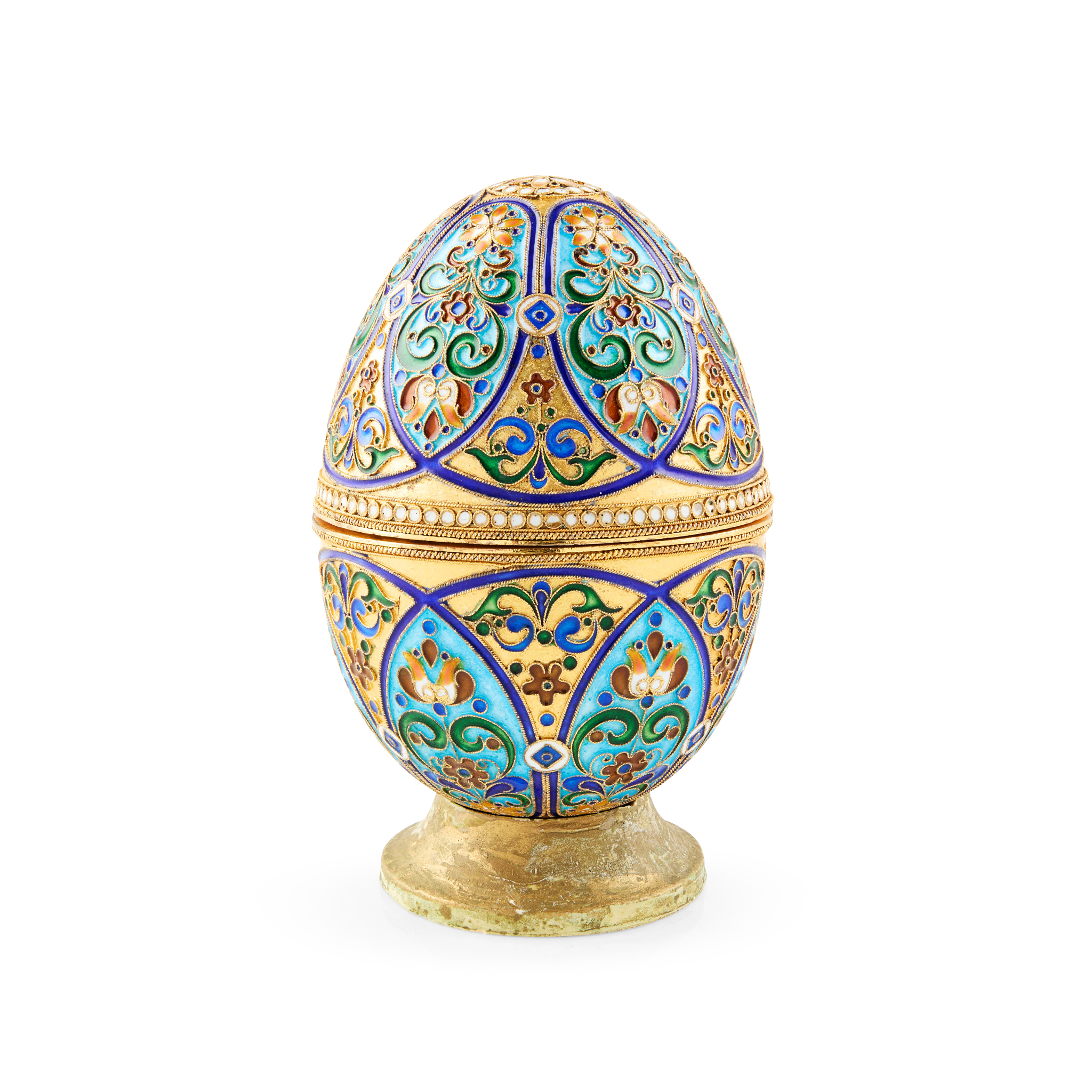 A 19TH CENTURY RUSSIAN CLOISONNÉ EGG
