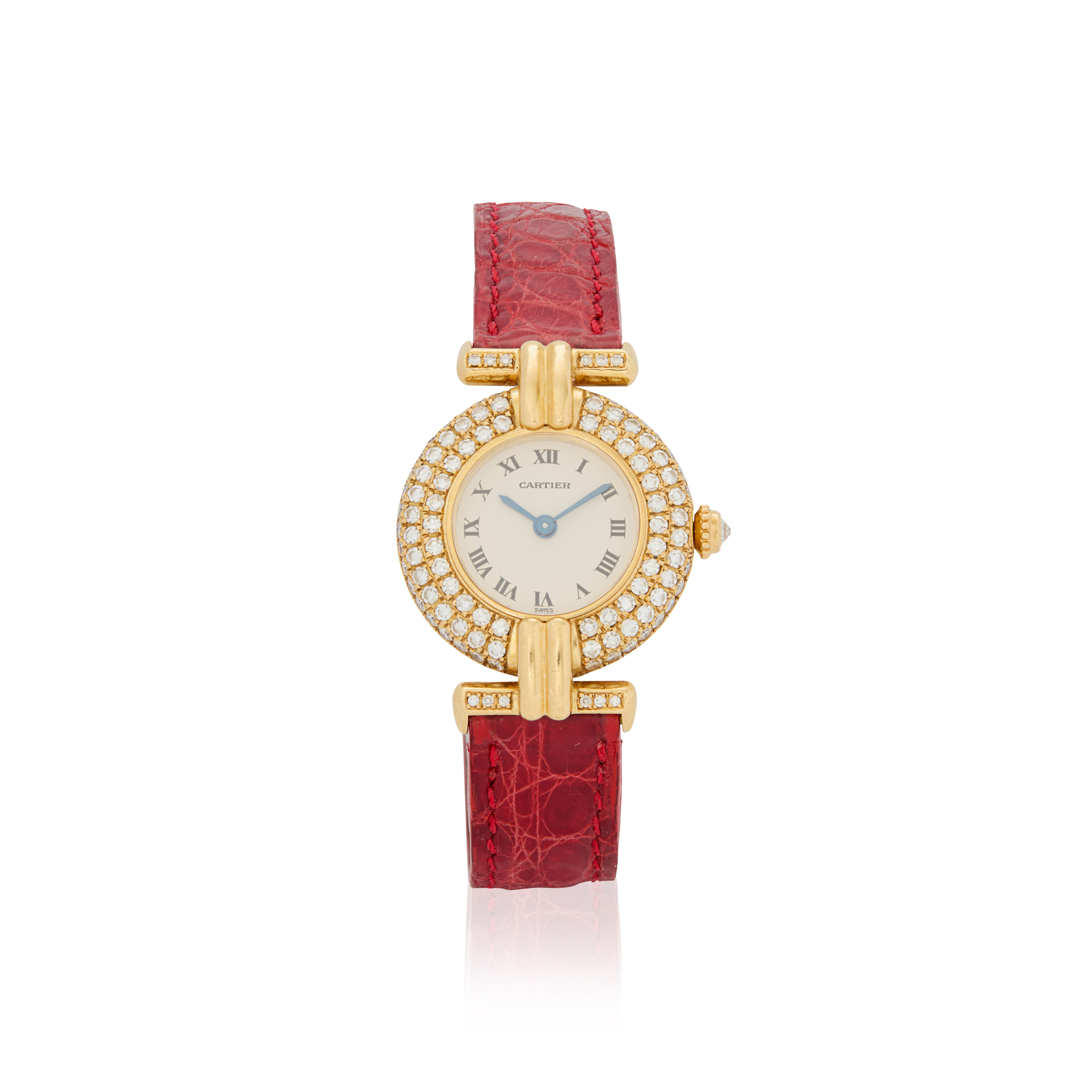 Cartier. An attractive 18k yellow gold and diamond-set quartz wristwatch