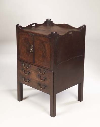 A George III mahogany tray-top commode,