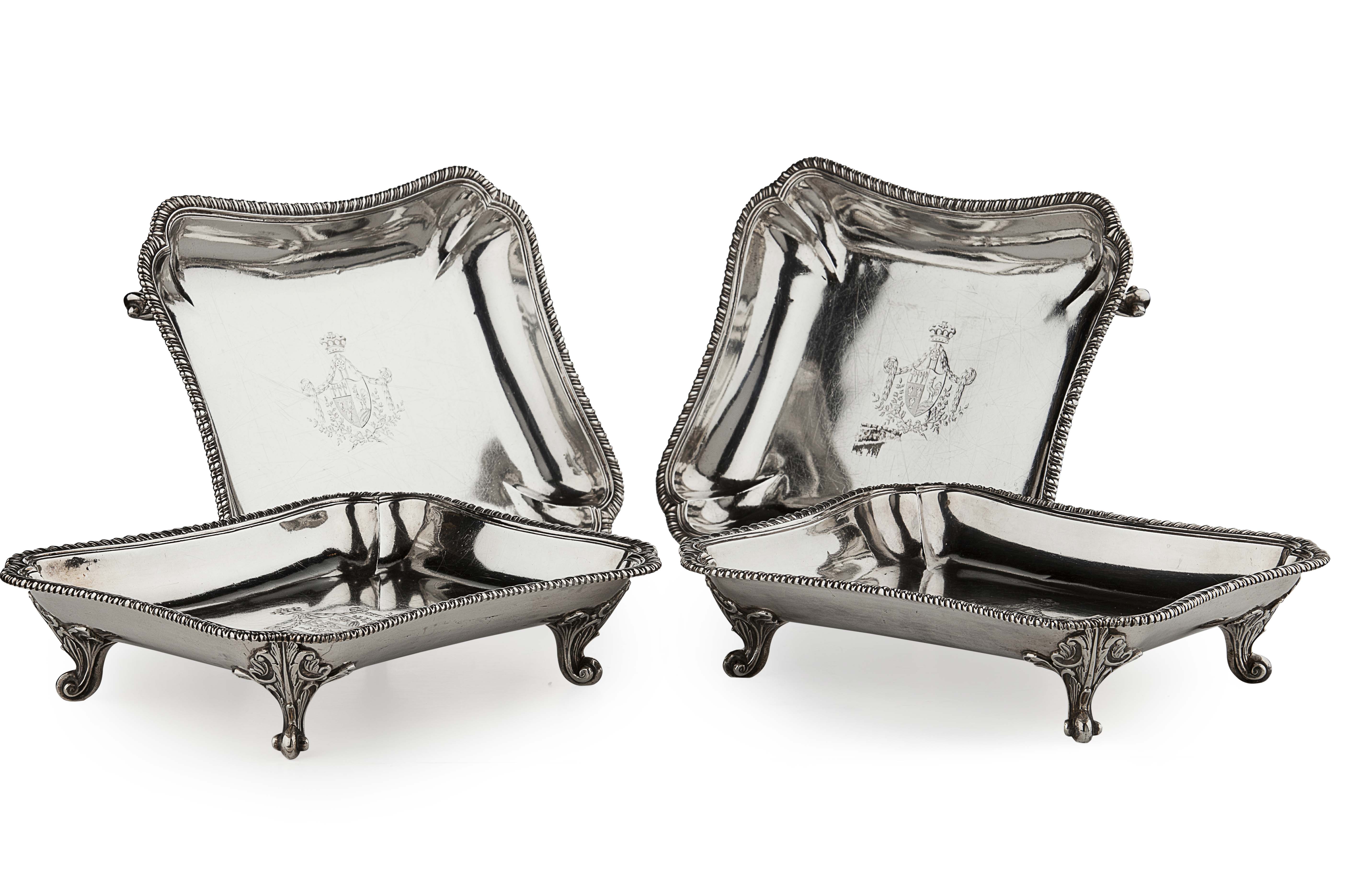 SET OF FOUR GEORGE III SILVER SERVING DISHES
