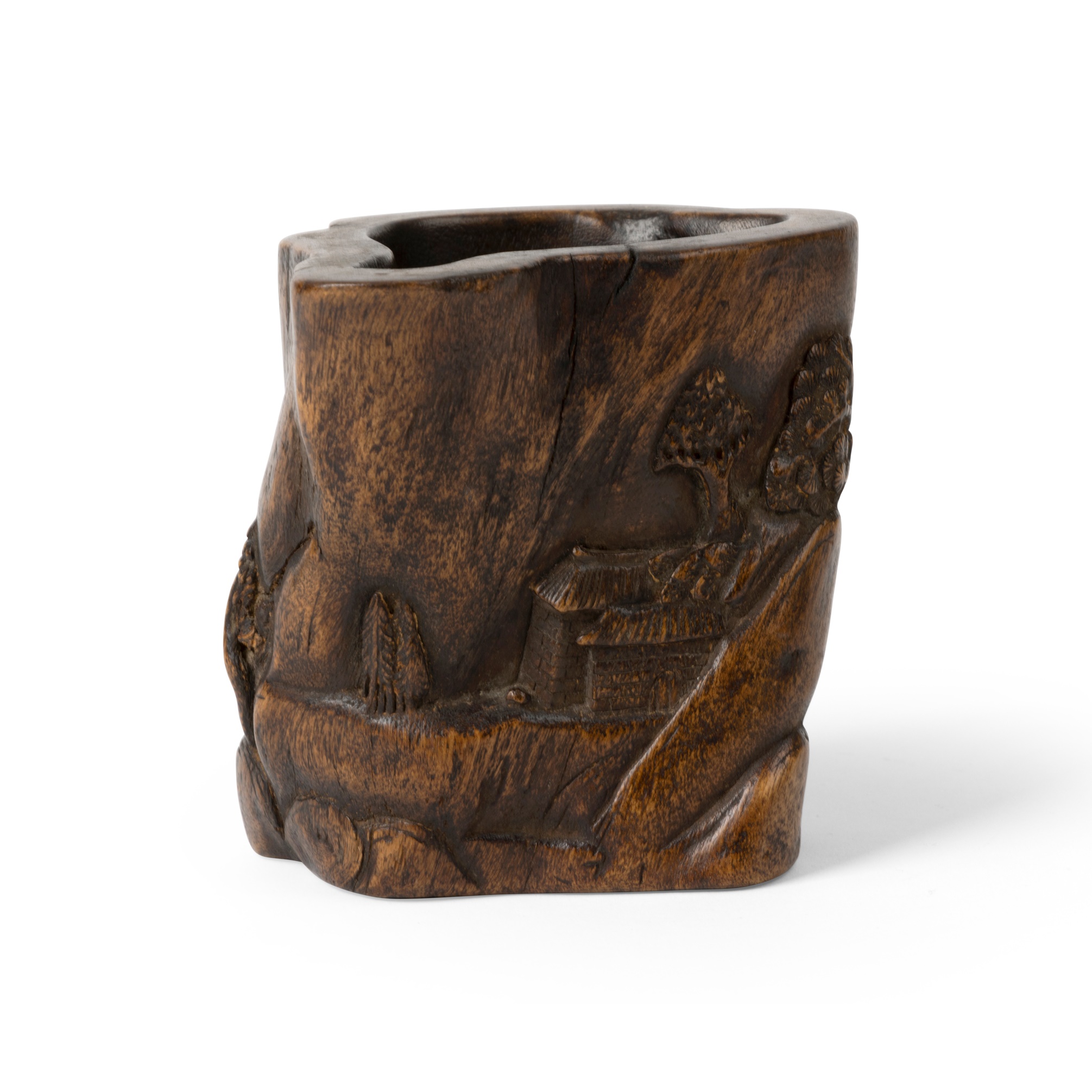 AGARWOOD CARVED BRUSH POT