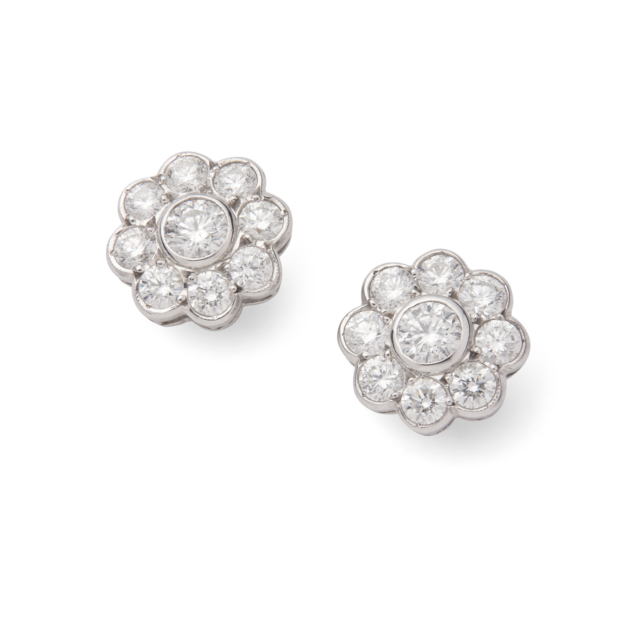 A pair of diamond cluster earrings