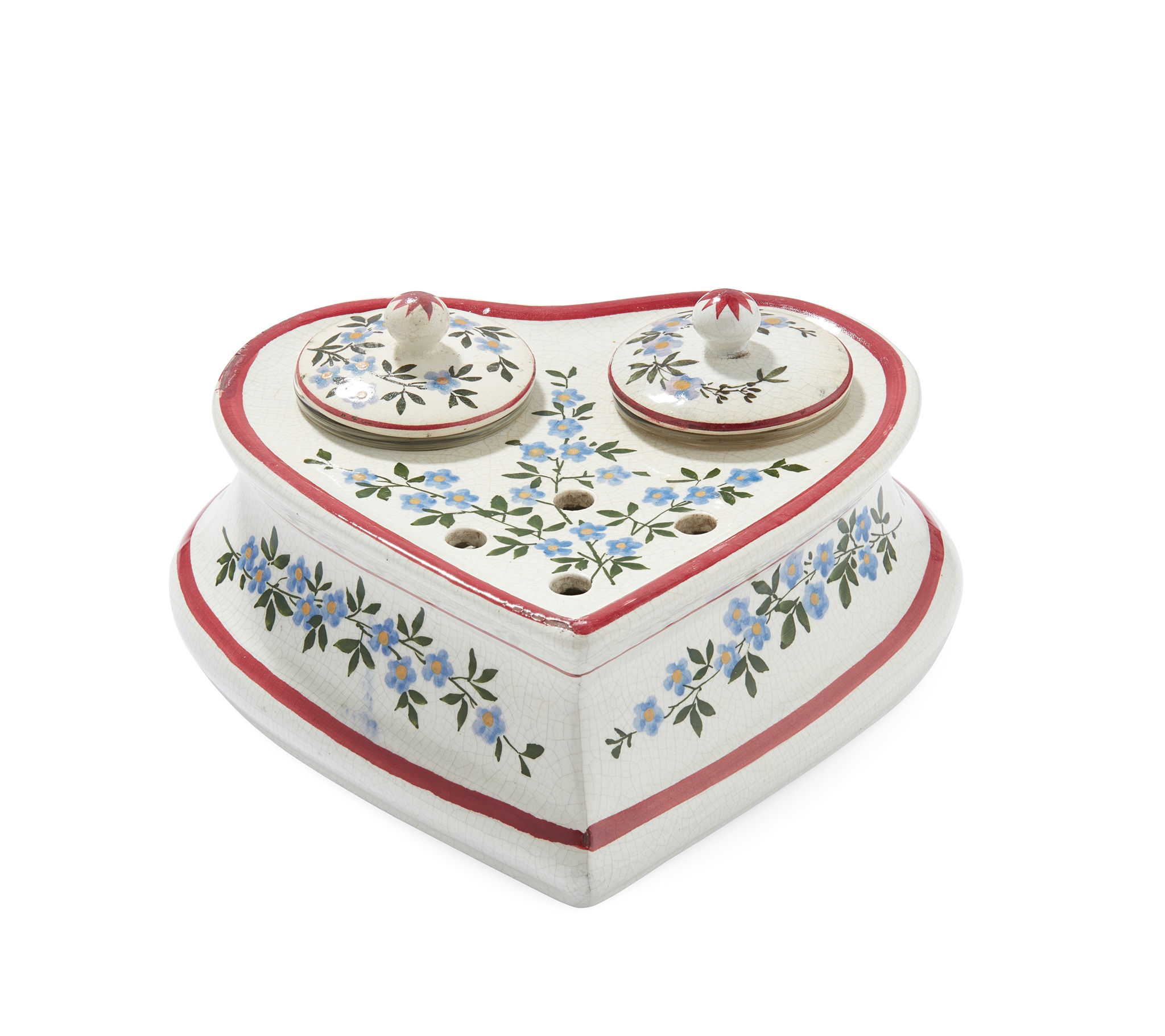 A WEMYSS WARE HEART-SHAPED INKWELL