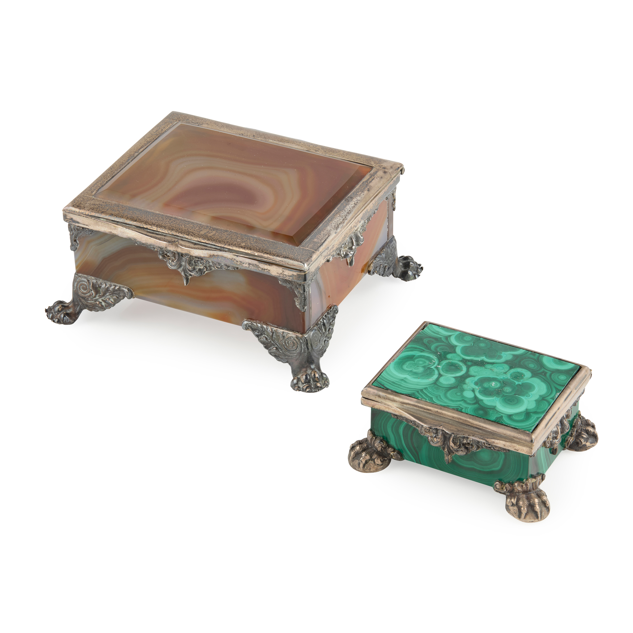 A 19TH CENTURY HARDSTONE BOX