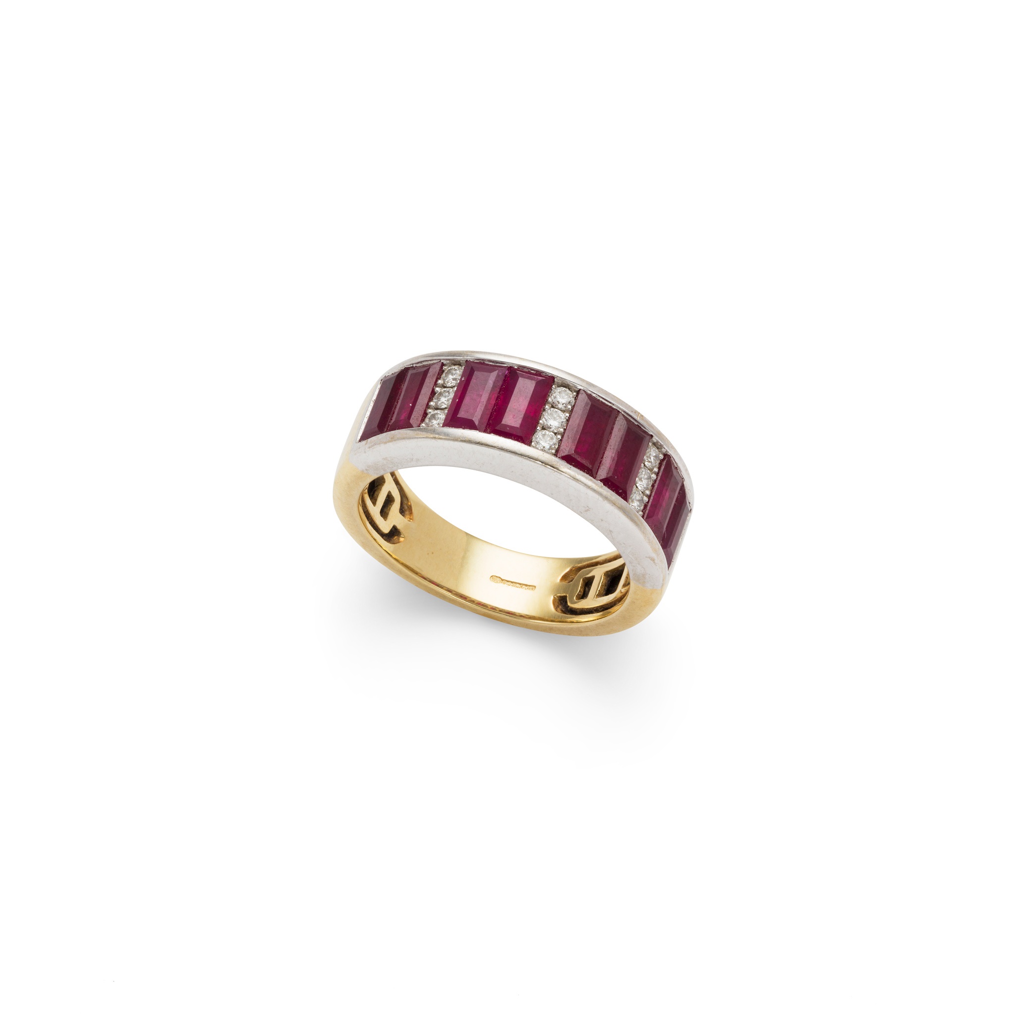 A ruby and diamond half-eternity ring