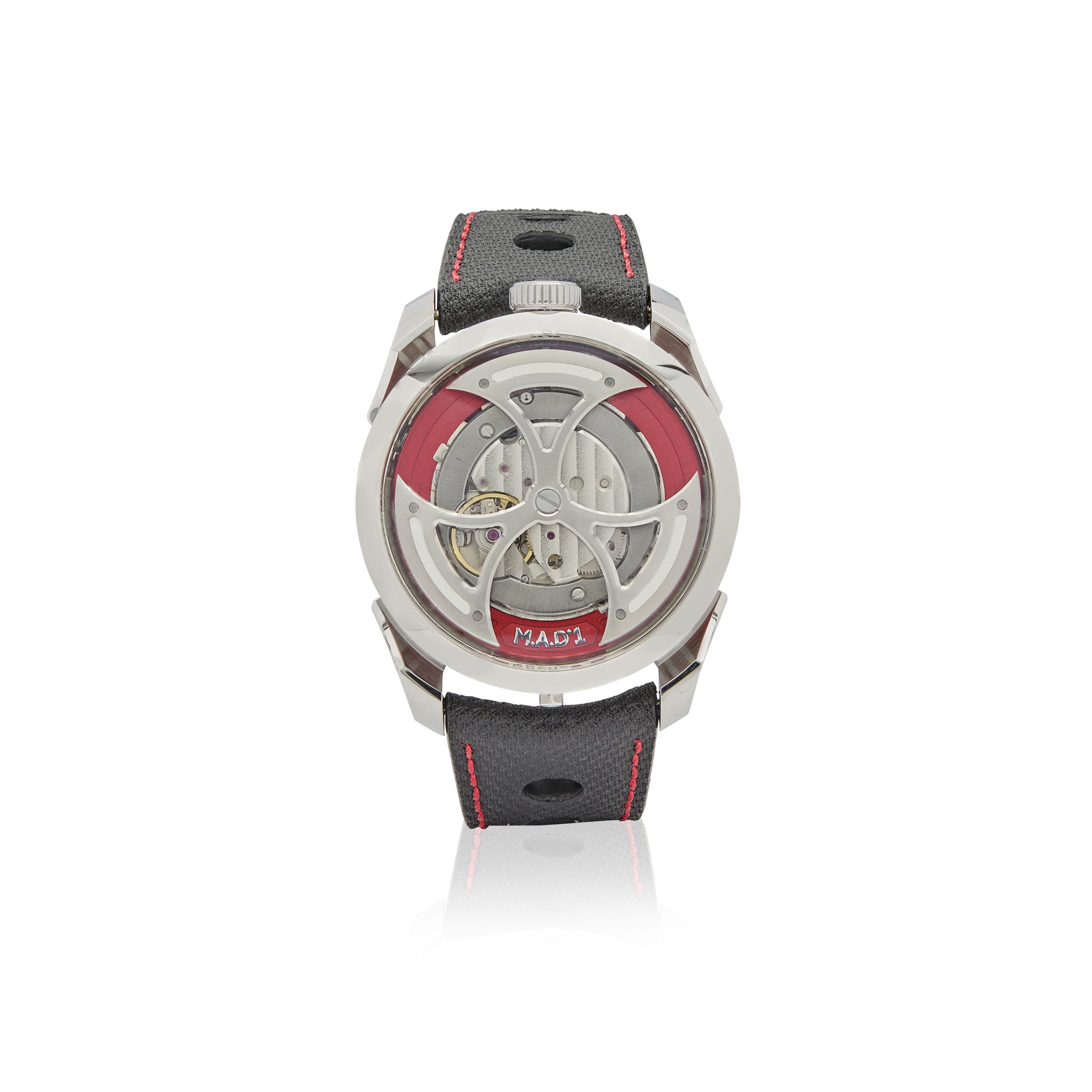 MB&F. A rare and unusual stainless steel semi-skeletonised automatic wristwatch with lateral time display