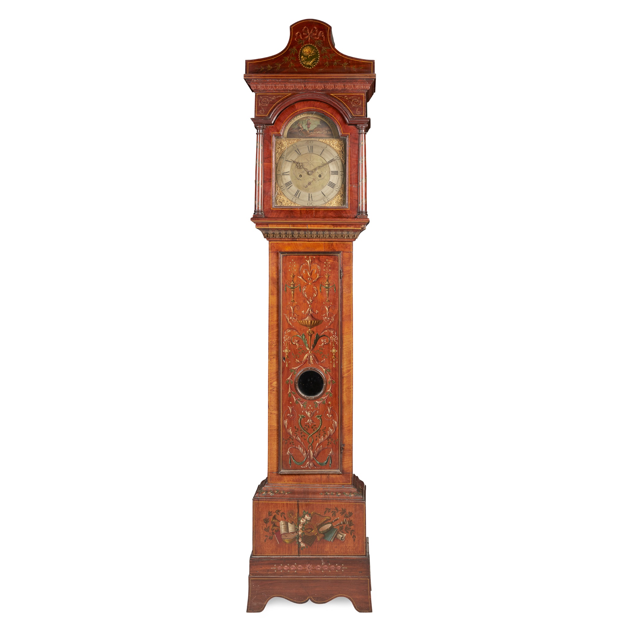 GEORGE III PAINTED WALNUT LONGCASE CLOCK, JAMES SPEIGHT, TONG