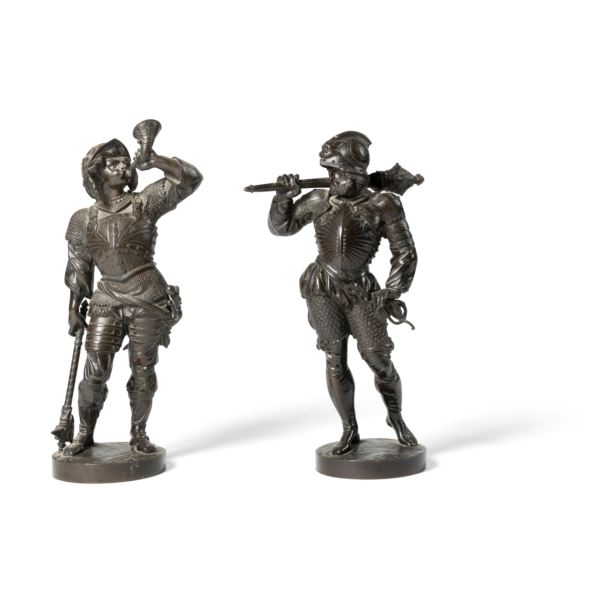 A PAIR OF FRENCH BRONZE FIGURES OF MERCENARIES