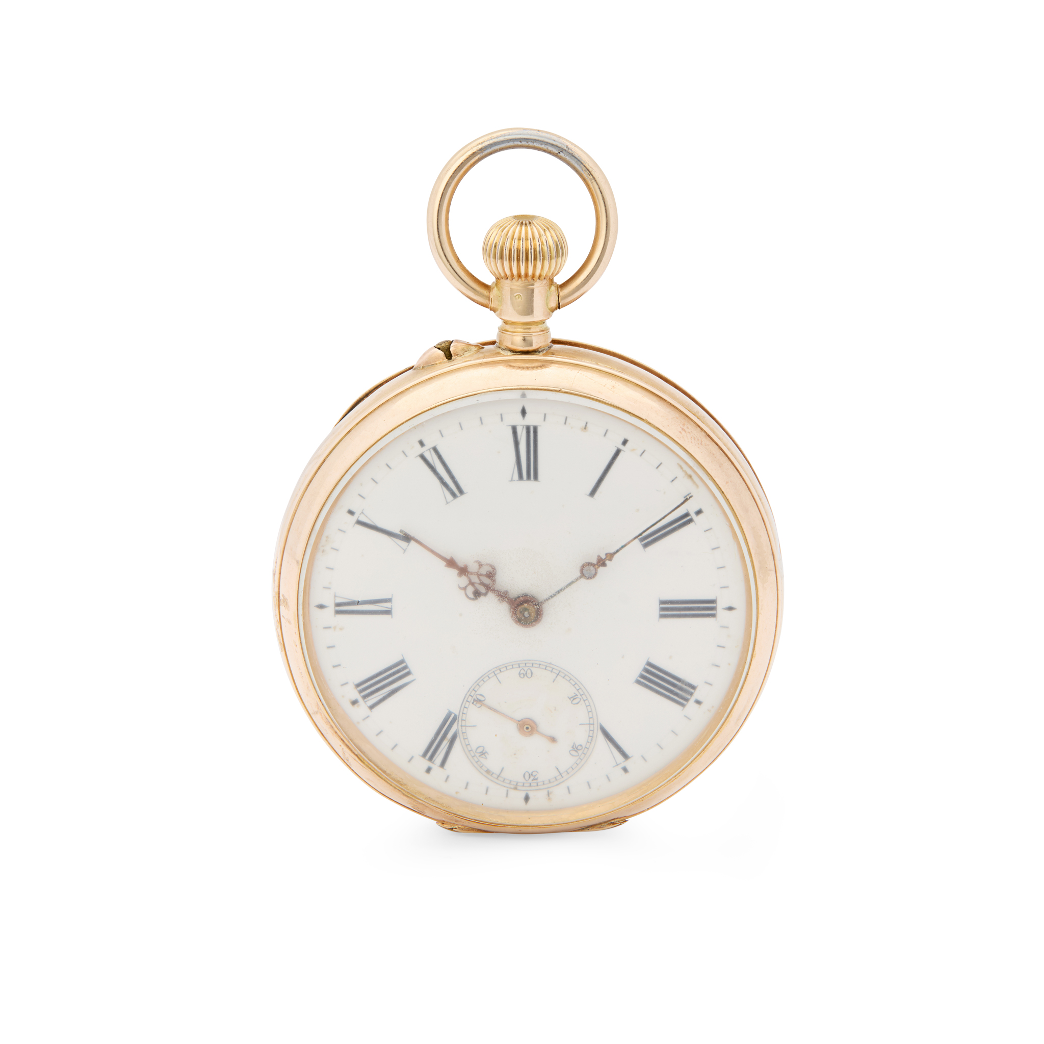 Swiss. A 14k gold open face pocket watch