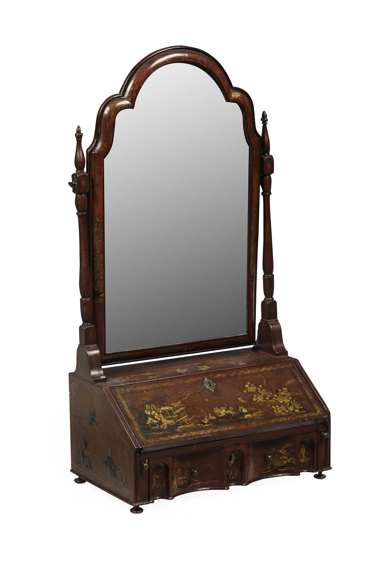 QUEEN ANNE RED JAPANNED TOILET MIRROR