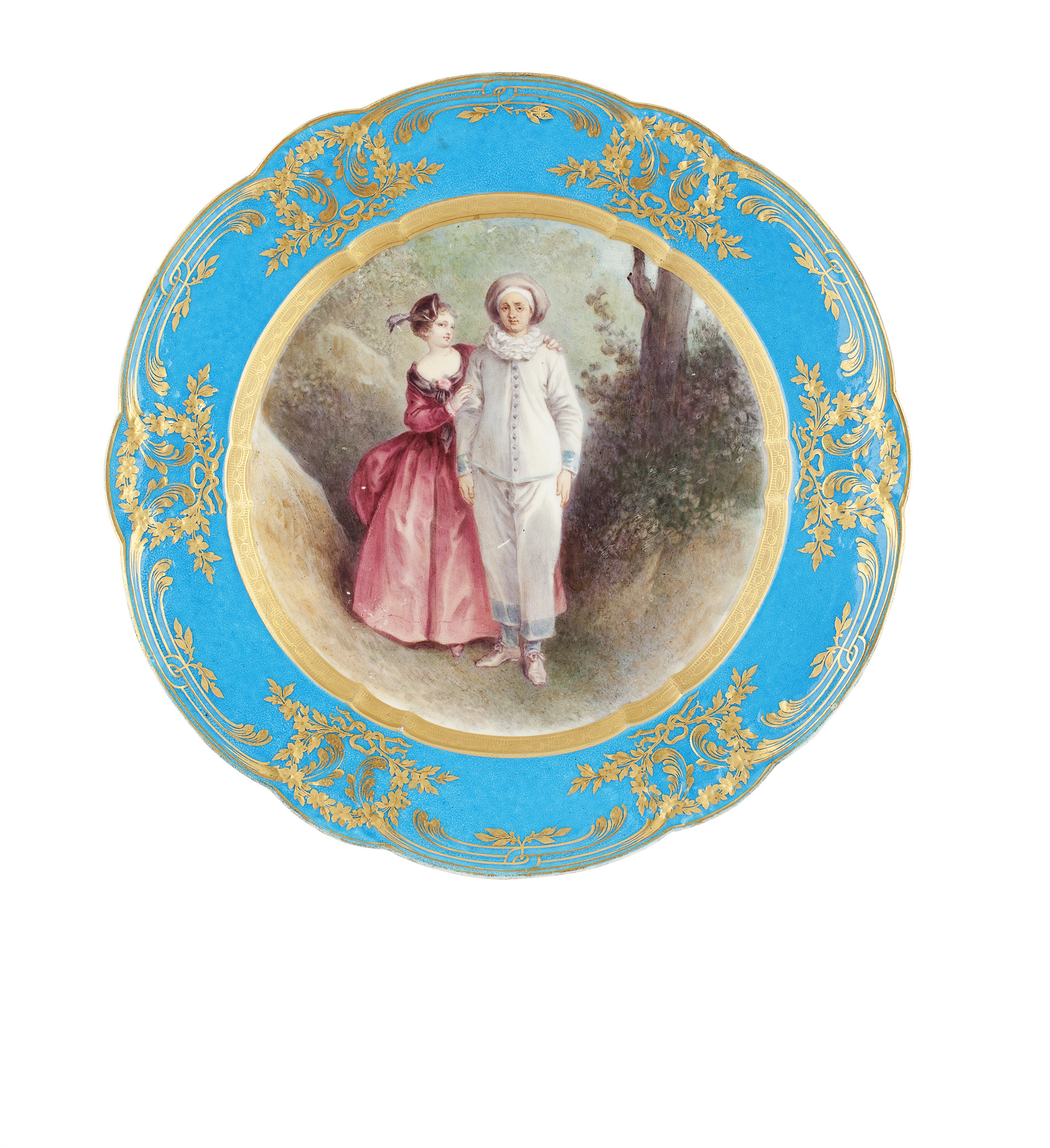 TWO SEVRES STYLE PORCELAIN PLATES