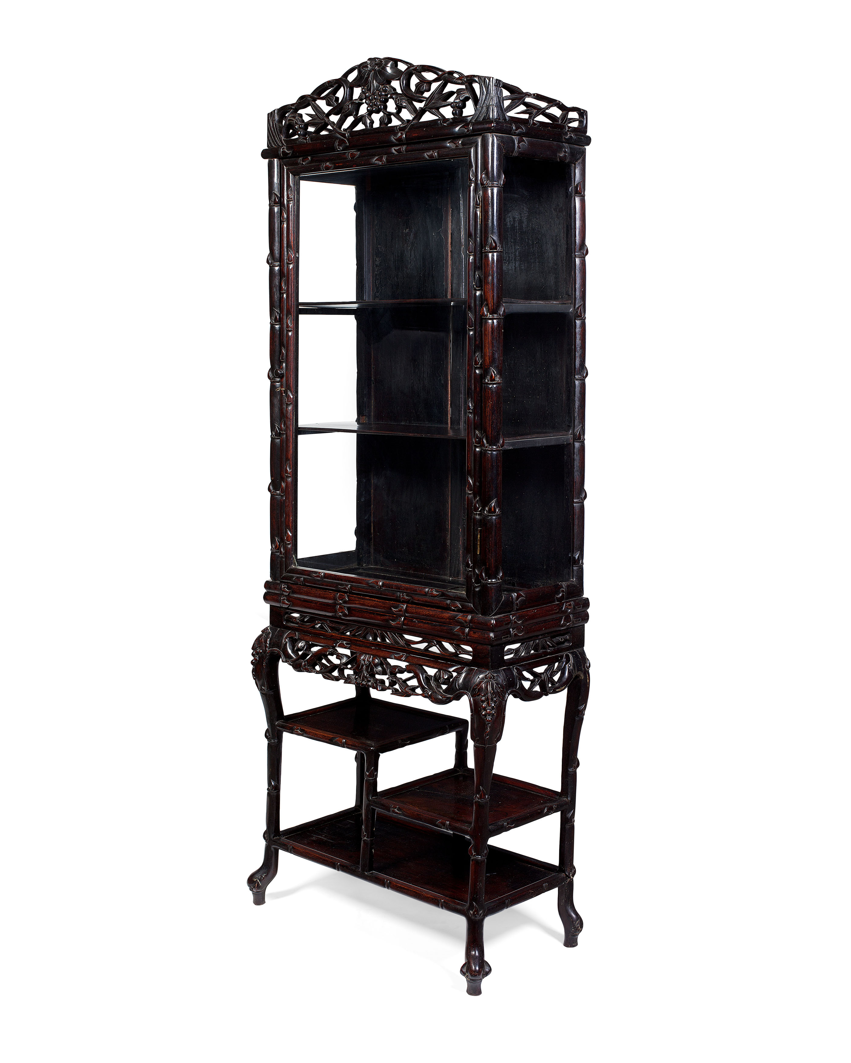 CHINESE CARVED HARDWOOD DISPLAY CABINET