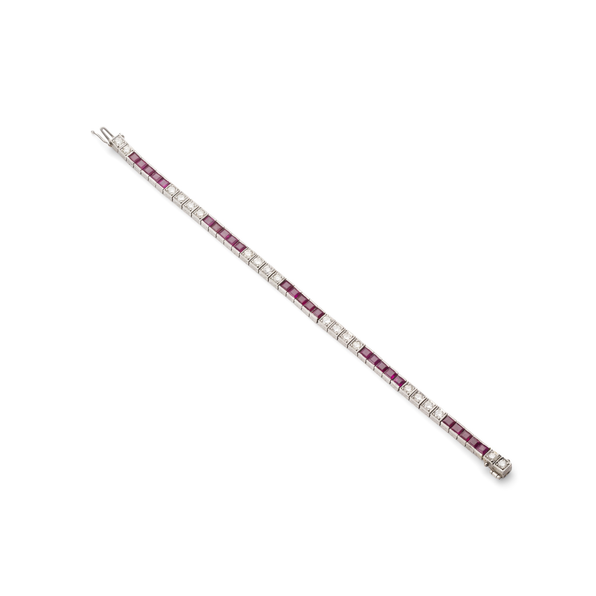A ruby and diamond bracelet