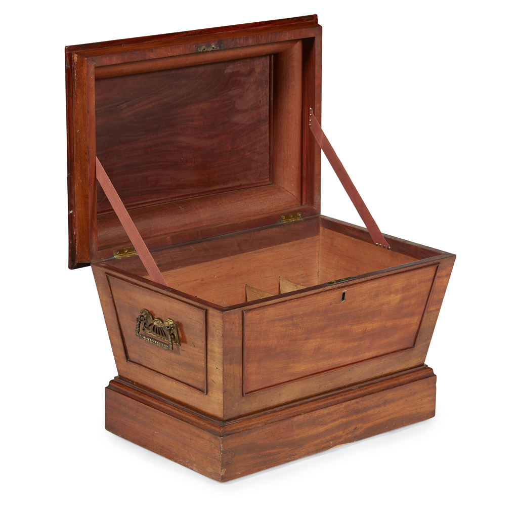 LATE GEORGE III MAHOGANY CELLARETTE