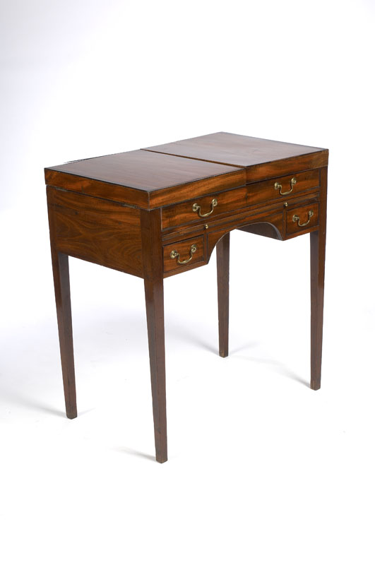 A George III period mahogany and ebony strung gentleman's washstand