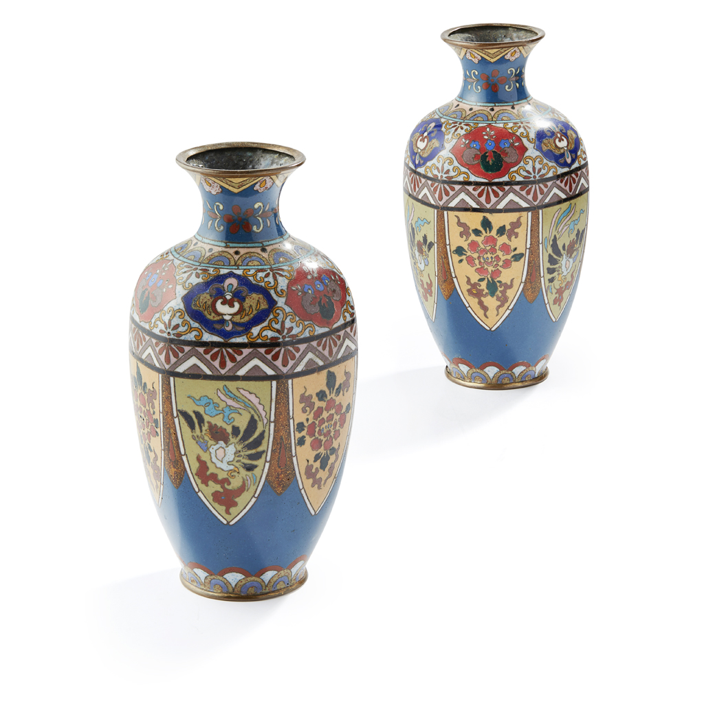 PAIR OF CLOISONNÉ ENAMEL VASES