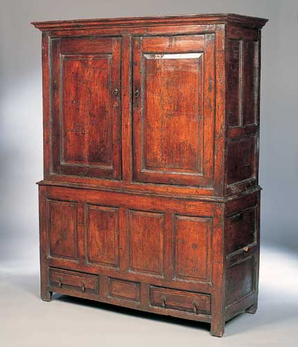 An 18th century oak press cupboard