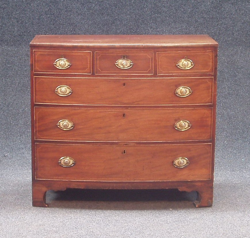 A George III mahogany bowfront chest,