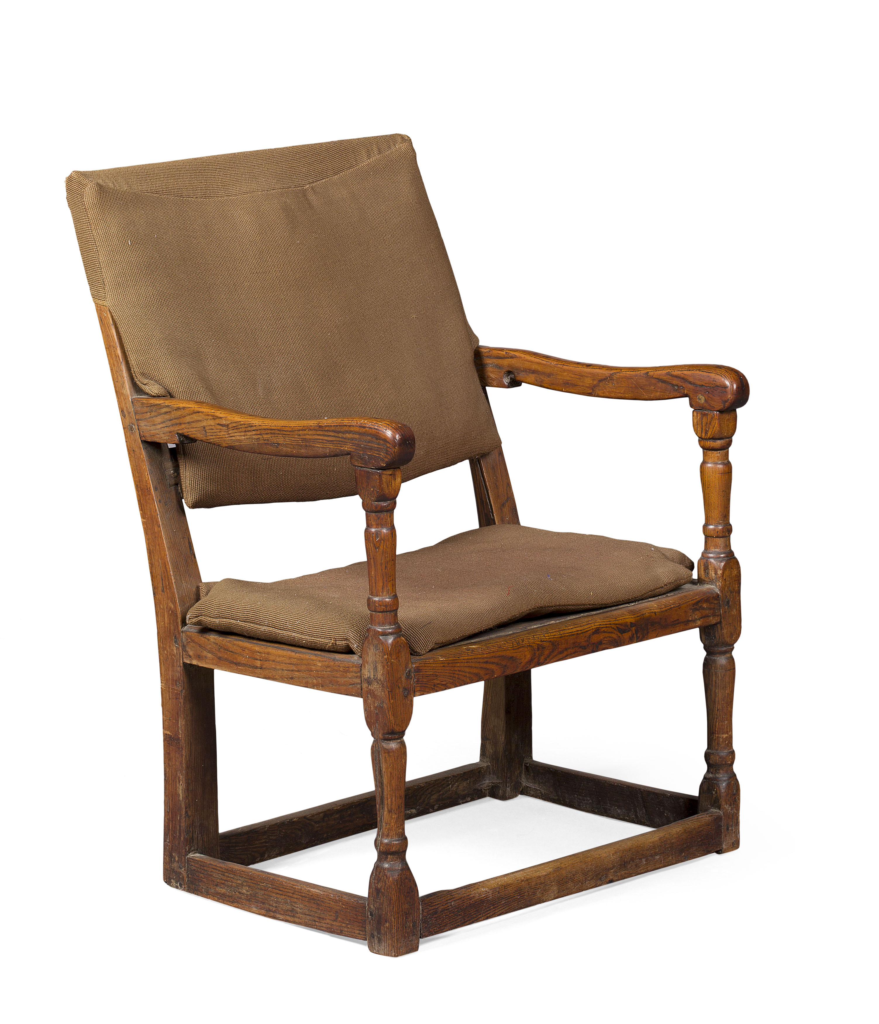 CHARLES II OAK FRAMED ARMCHAIR