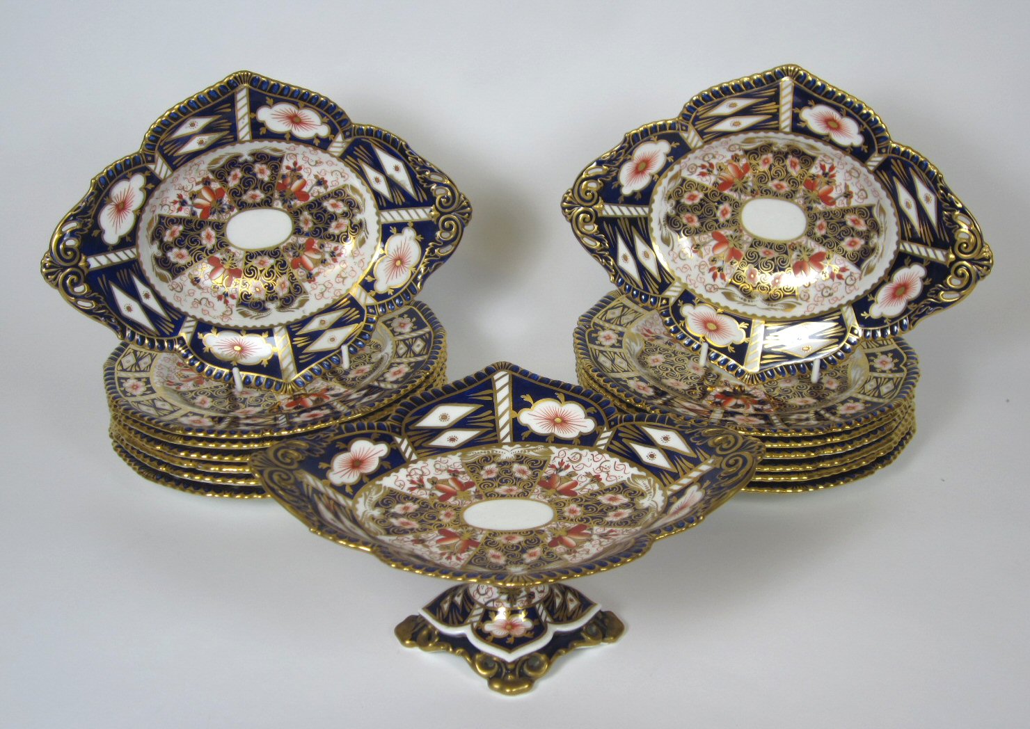 ROYAL CROWN DERBY IMARI PALETTE PART DESSERT SERVICE