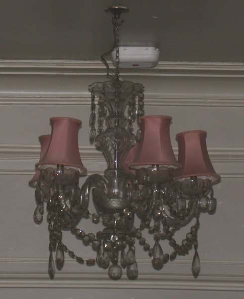A five branch crystal chandelier