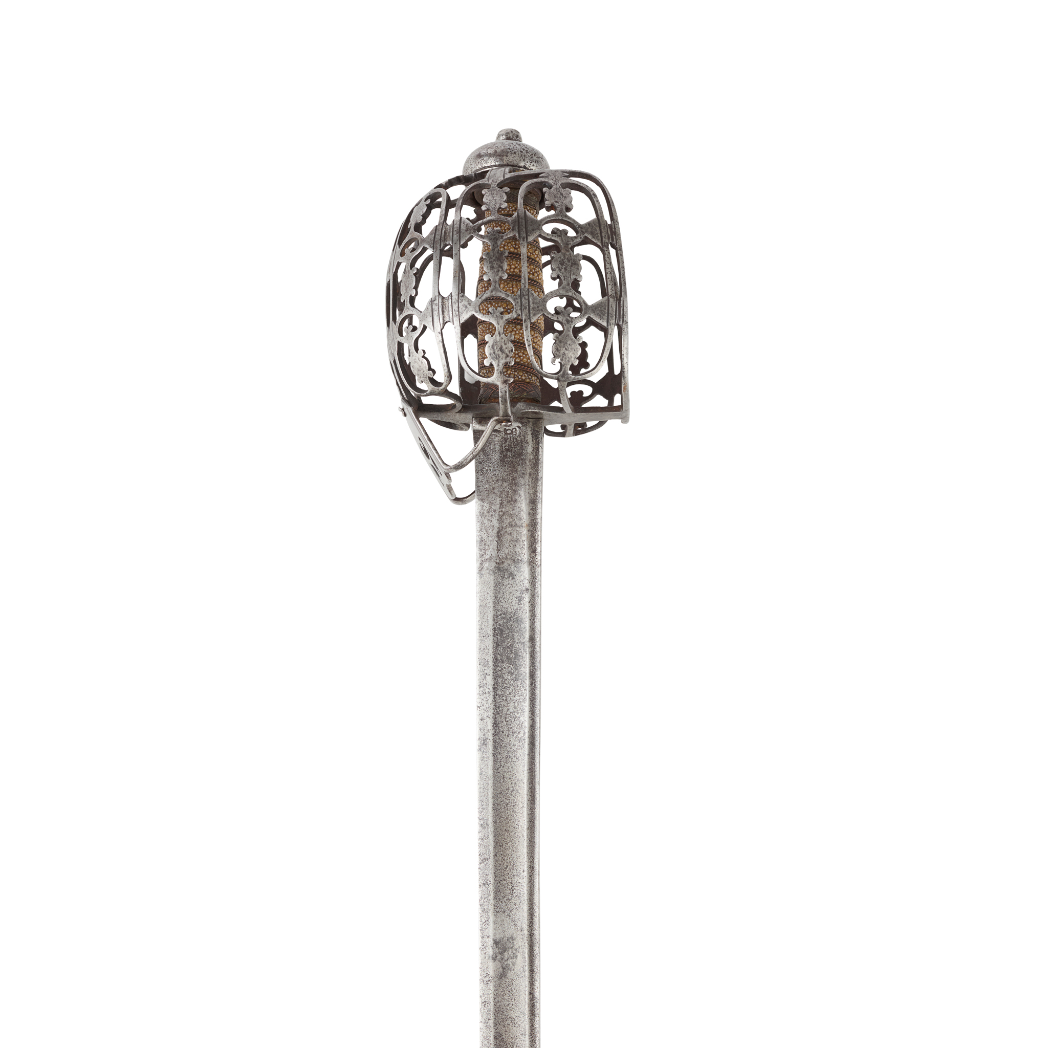 A SECOND HALF OF THE 18TH CENTURY "PINCH OF SNUFF" BASKET-HILTED BACKSWORD