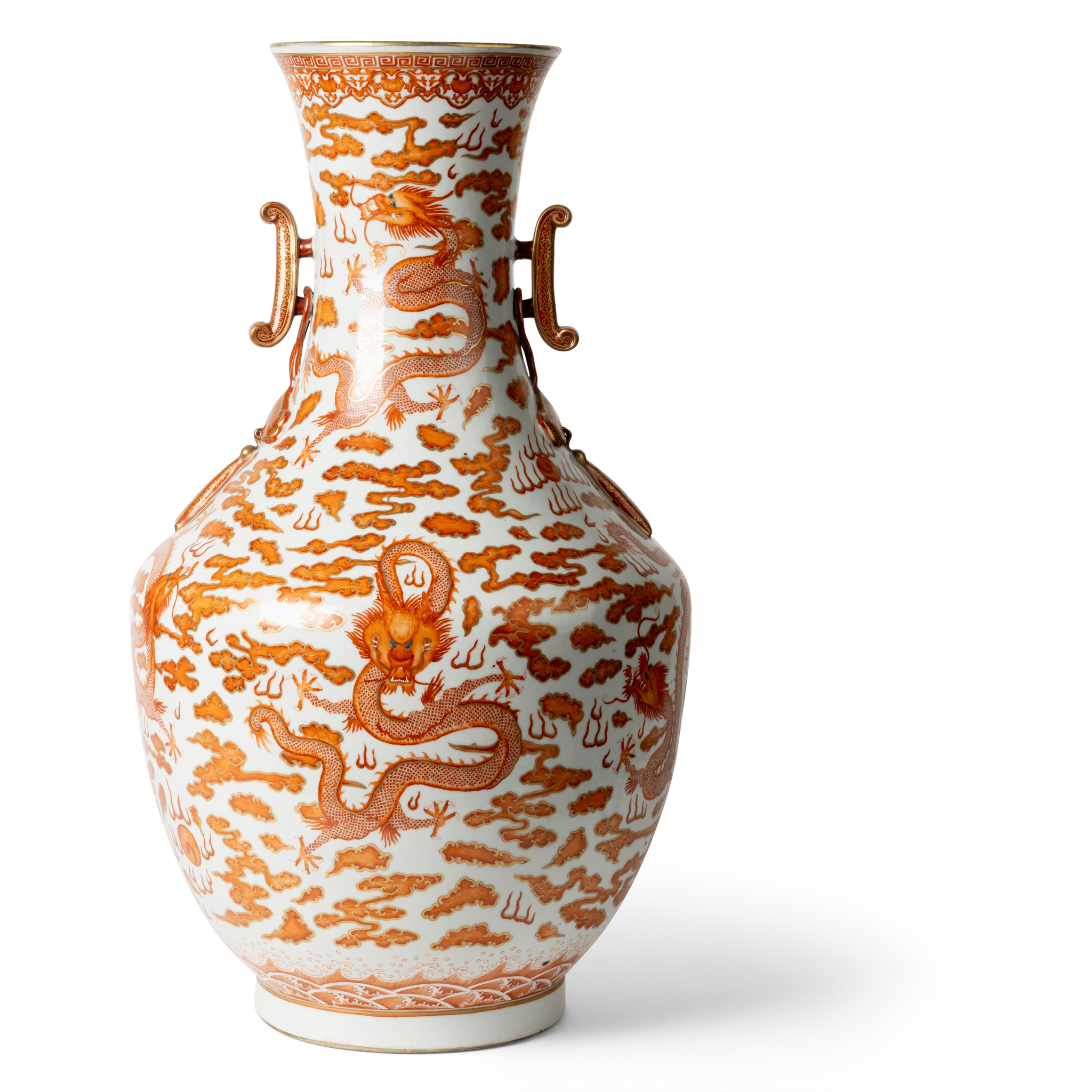 LARGE CHINESE IRON-RED AND GILT-DECORATED 'DRAGON' VASE