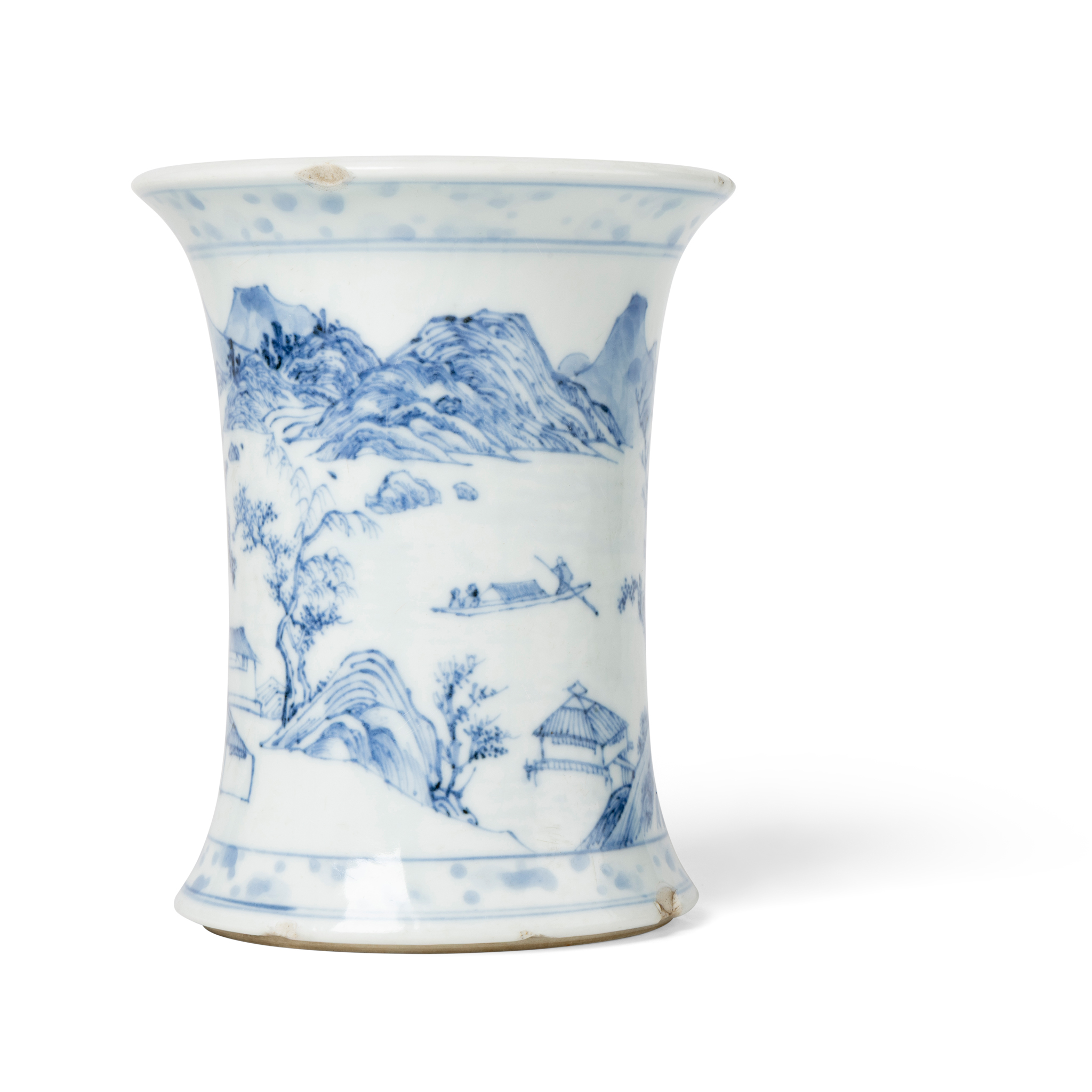 CHINESE BLUE AND WHITE GU-SHAPE 'LANDSCAPE' VASE