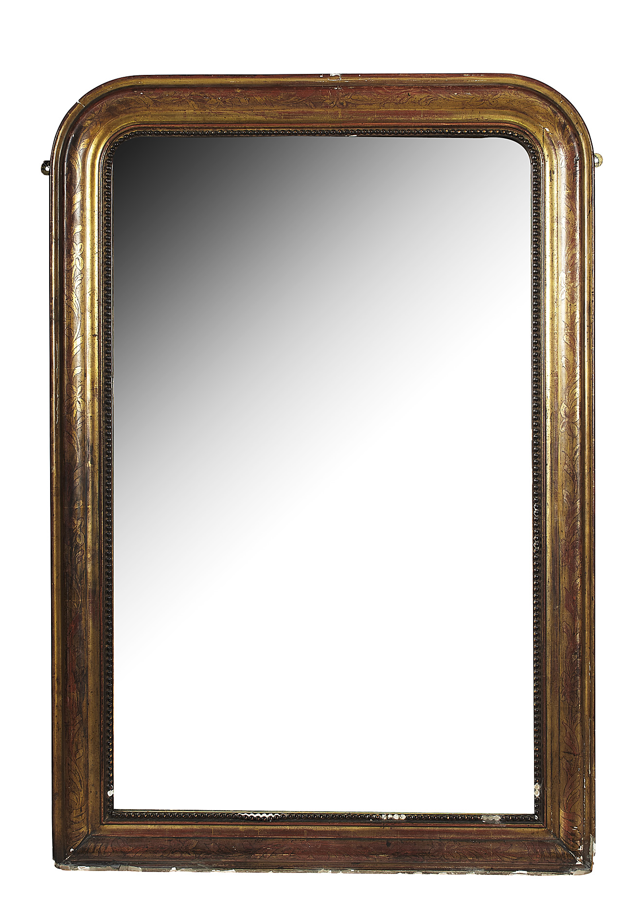 VICTORIAN GILT AND INCISED OVERMANTEL MIRROR