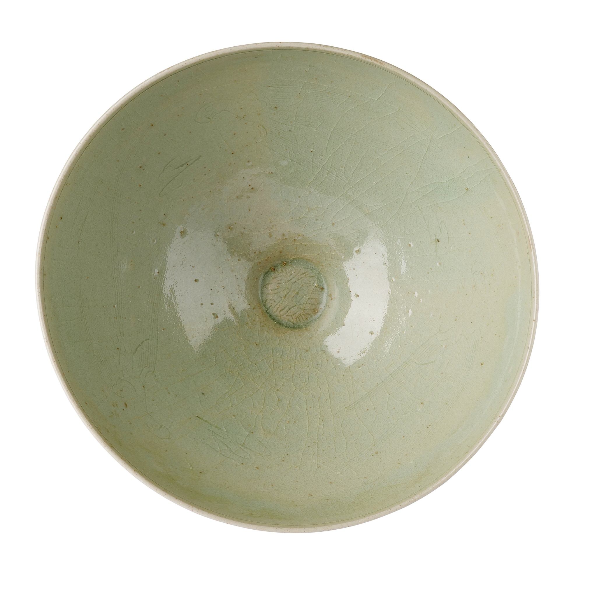 CELADON-GLAZED INCISED 'PARROTS' BOWL