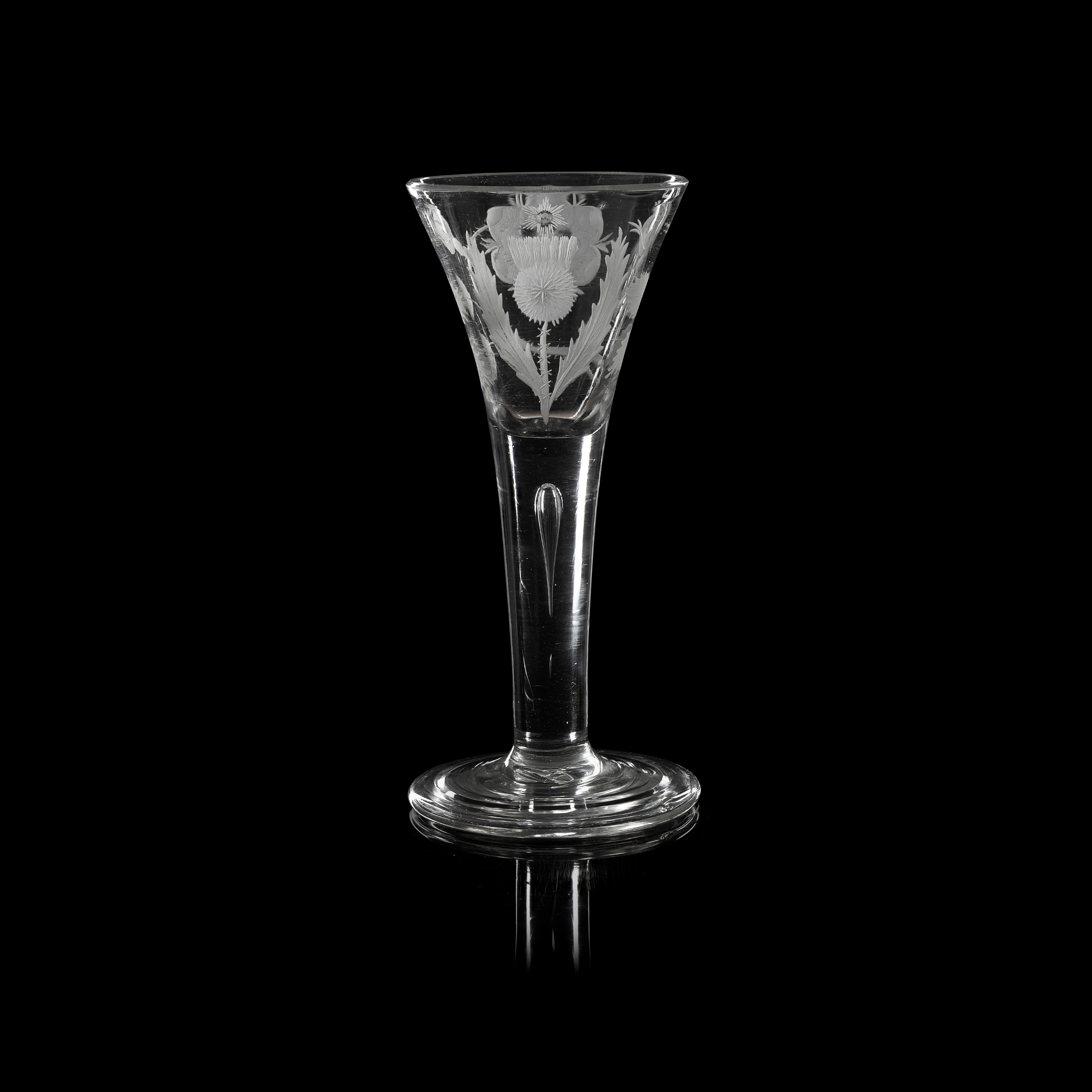 A JACOBITE PLAIN STEM WINE GLASS