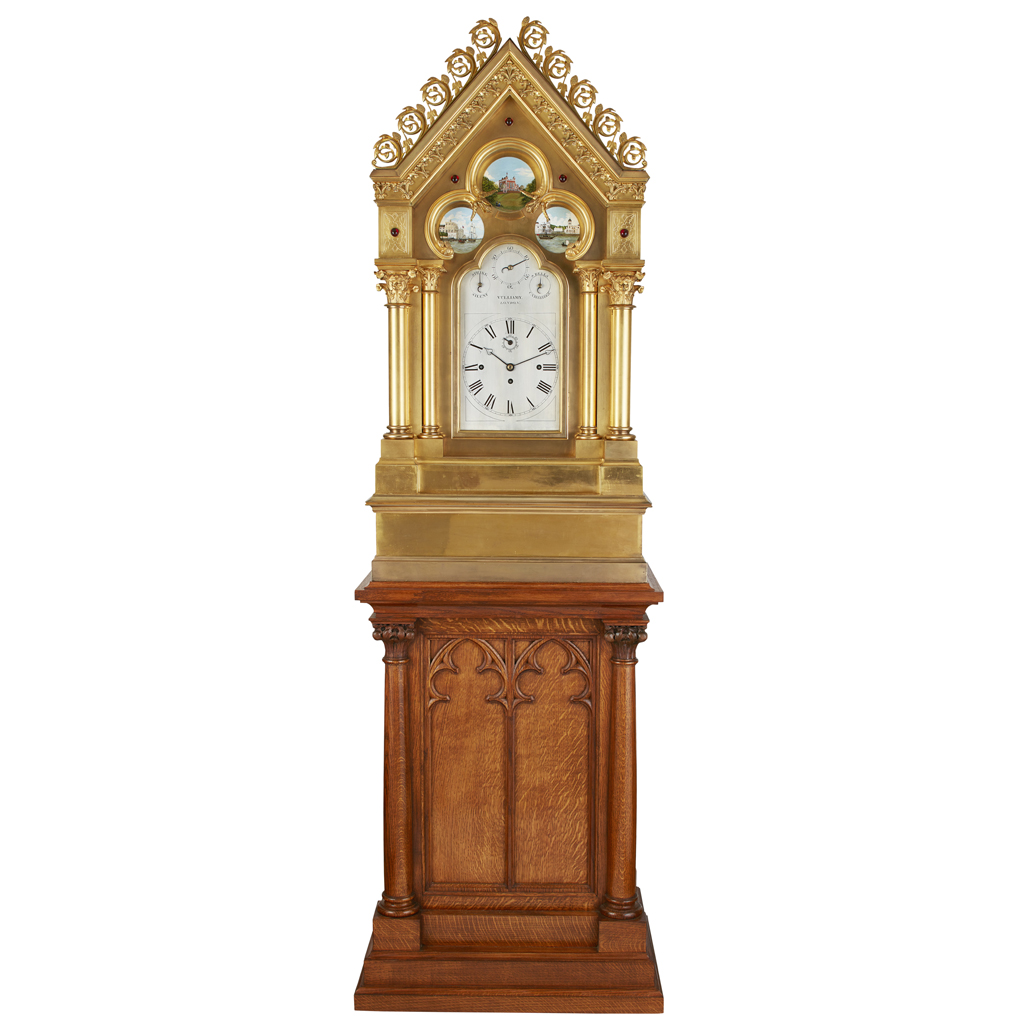 LARGE AND IMPRESSIVE GOTHIC REVIVAL CHIMING CLOCK BY BENJAMIN LEWIS VULLIAMY, LONDON