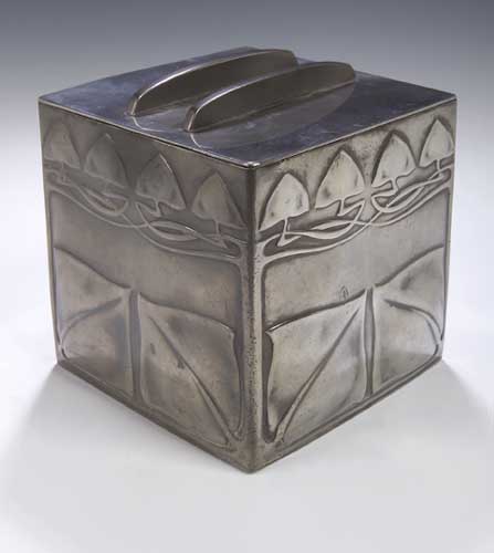 An English pewter biscuit barrel and cover,