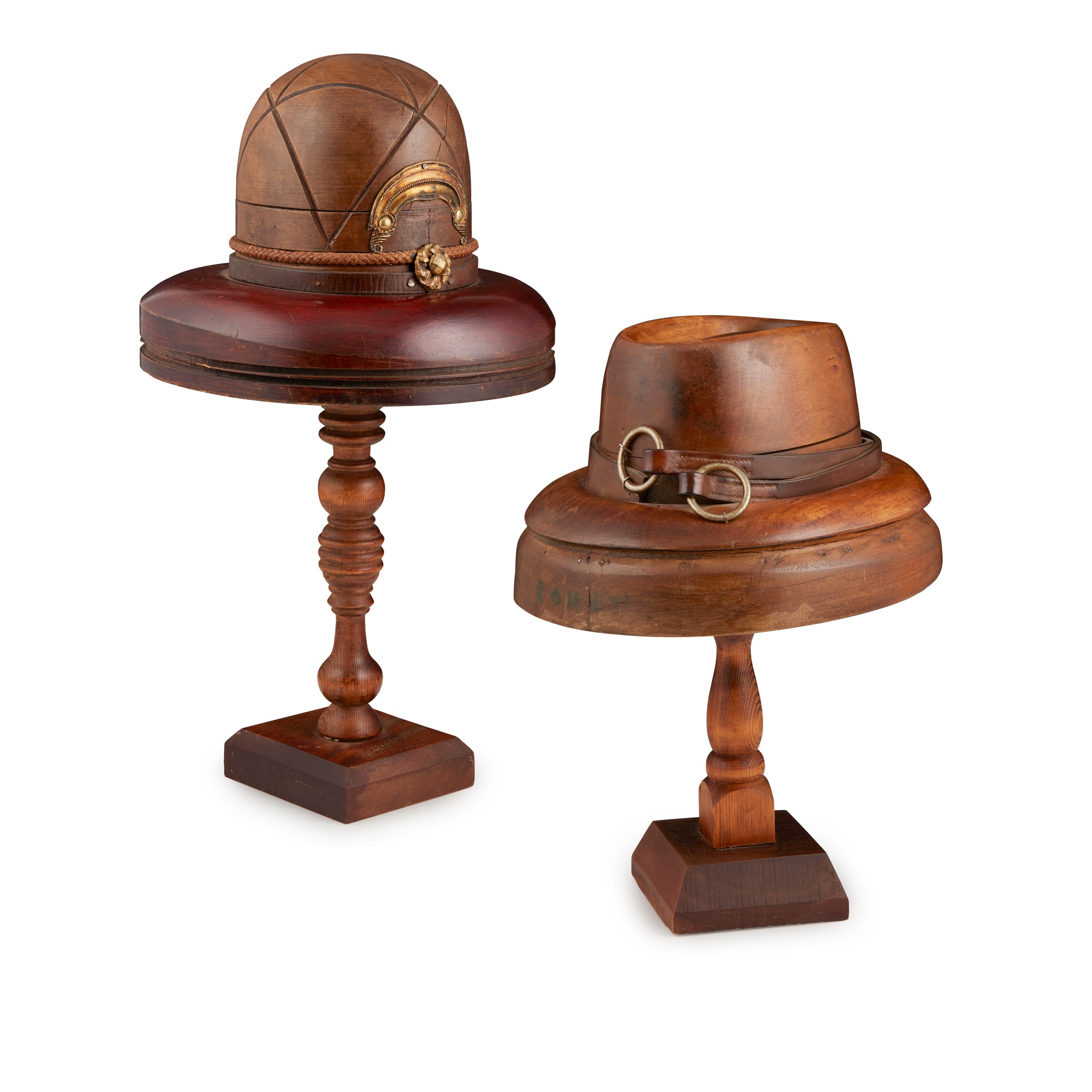 TWO FRENCH MILLINER'S HAT BLOCKS