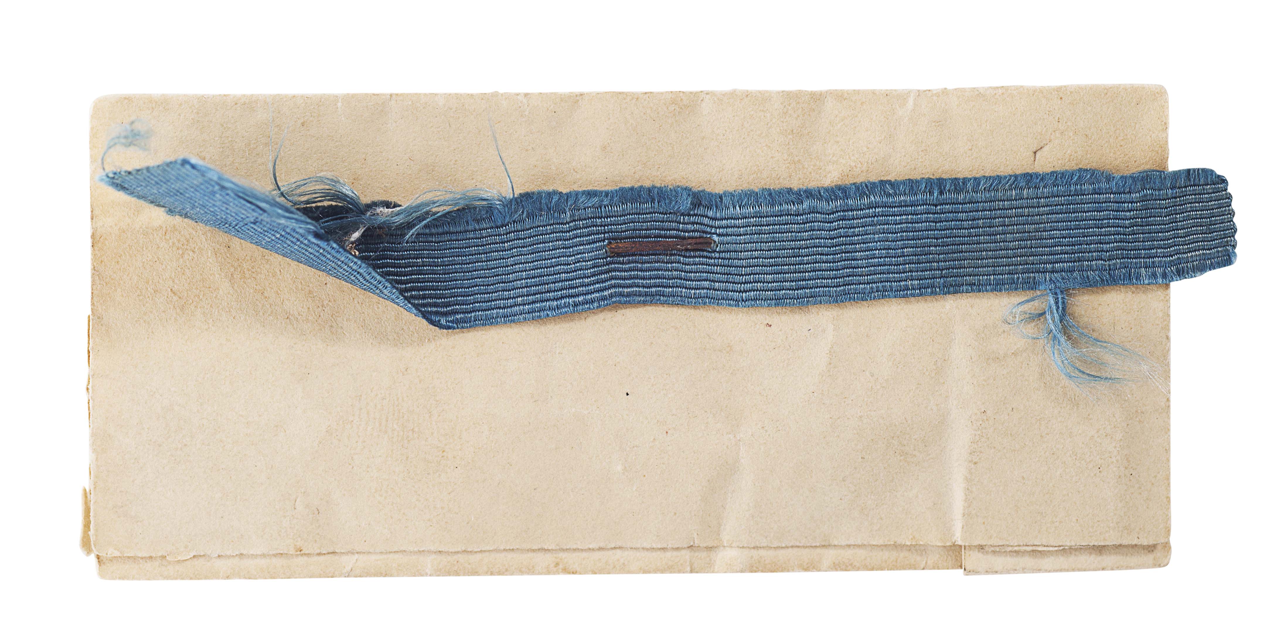 A fragment of blue silk garter