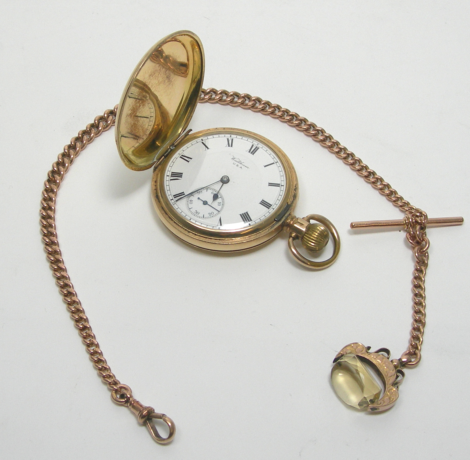 A gold plated American full hunter pocket watch