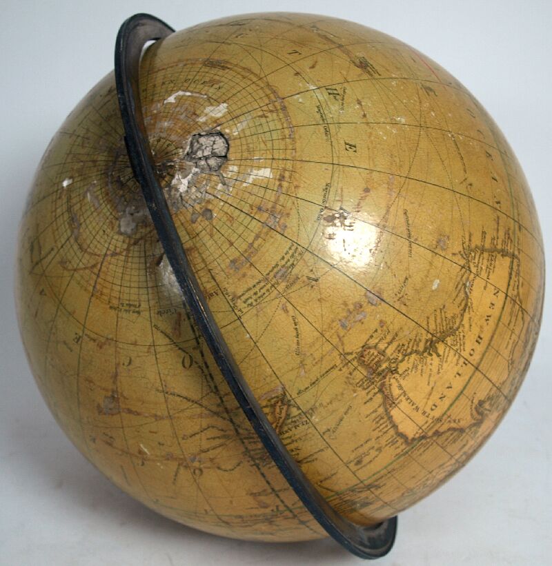An mid 19th century 12" terrestrial globe By James Kirkwood & Son, Edinburgh, lacking stand