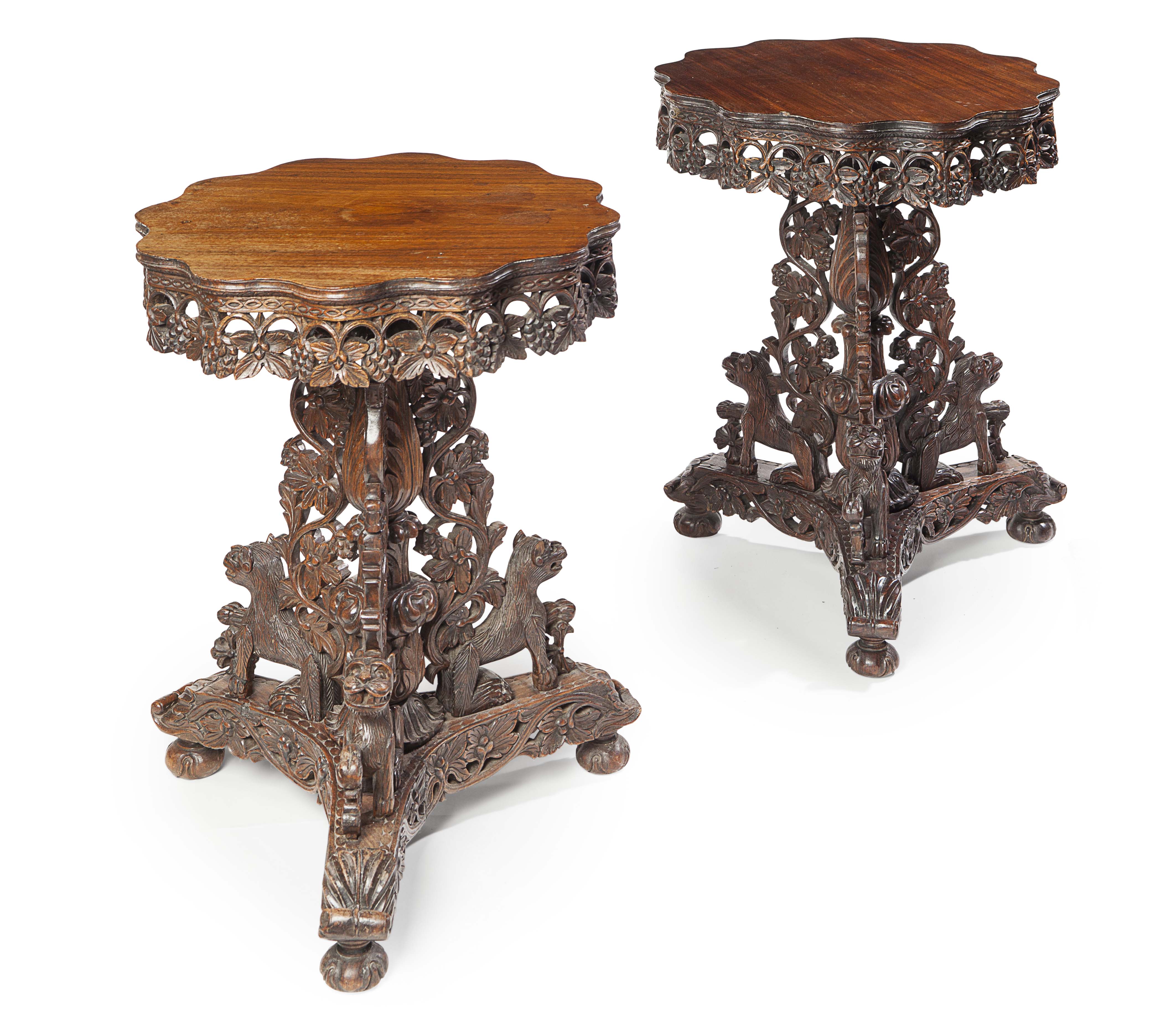PAIR OF INDIAN ROSEWOOD OCCASIONAL TABLES