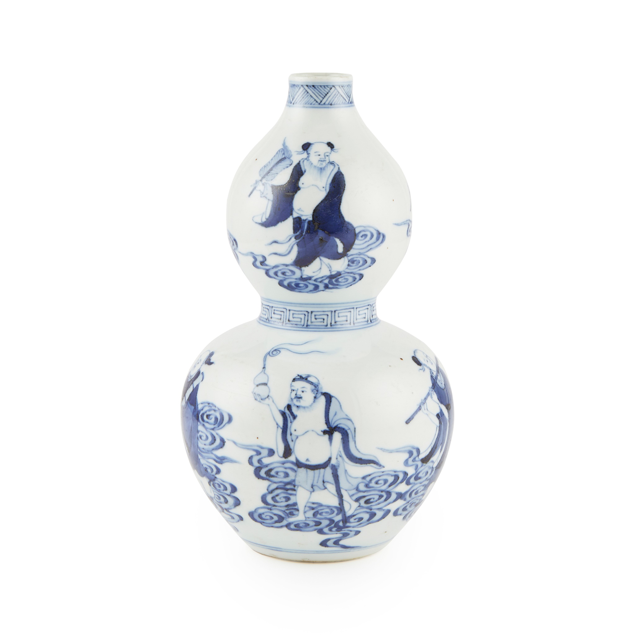 BLUE AND WHITE 'EIGHT IMMORTALS' DOUBLE GOURD VASE