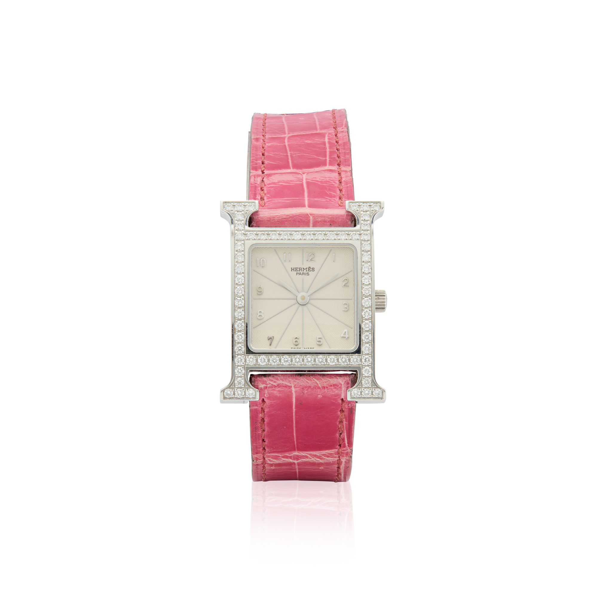 Hermès. A Ladies attractive stainless steel and diamond set quartz wristwatch
